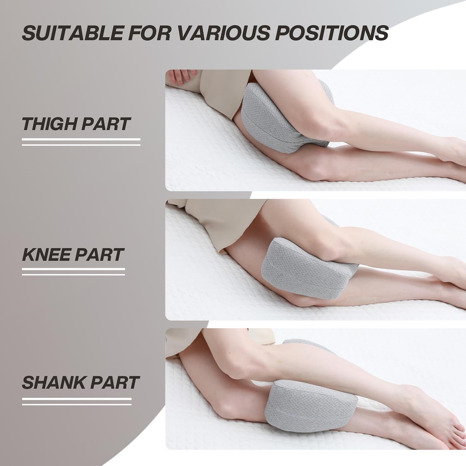 WORKKOOL Ergonomisches Kniekissen gegen Schmerzen – Orthopädisches Beinkissen für Beine, Hüfte & Rücken – abnehmbarer, waschbarer Bezug (grau) – Bild 4