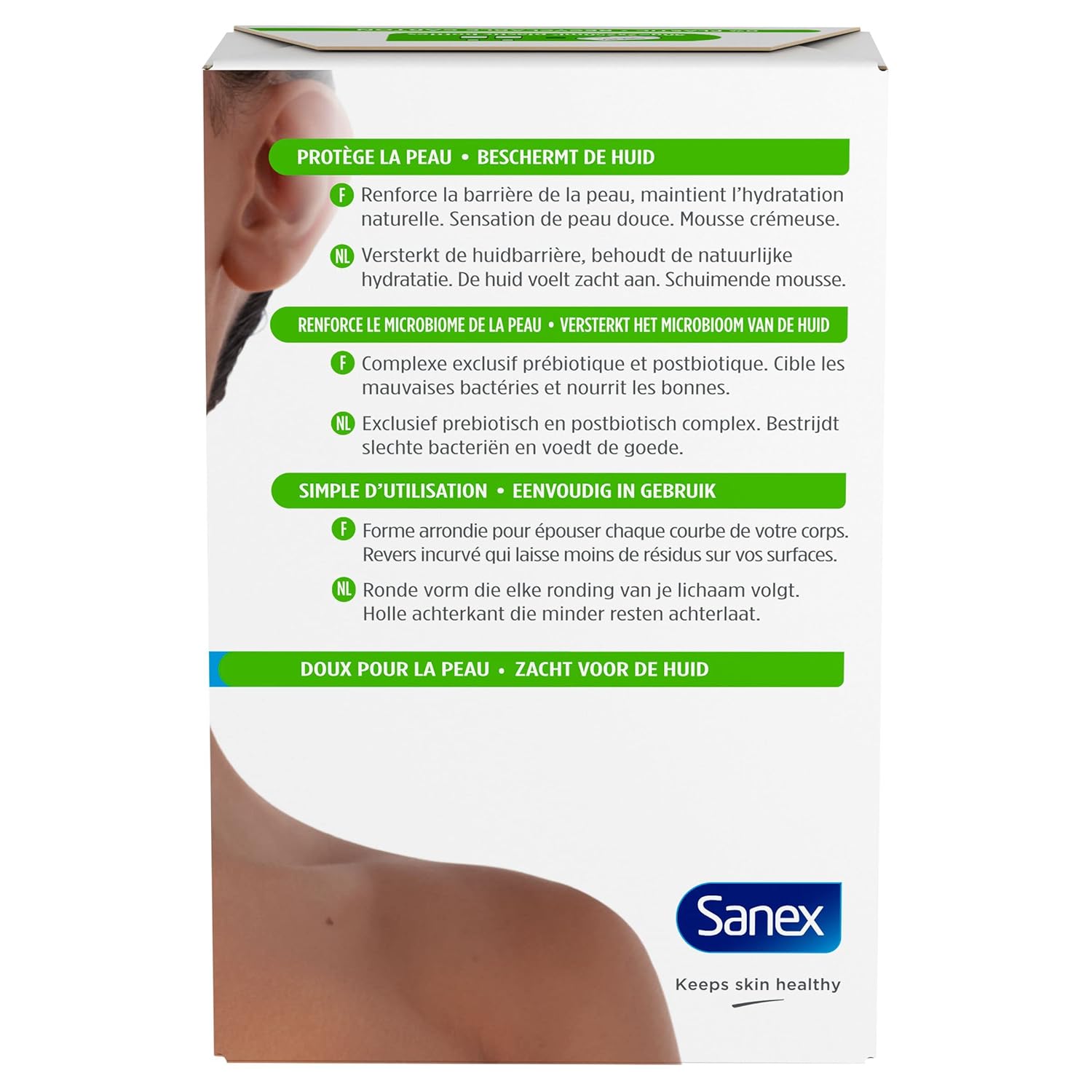 SANEX – BiomeProtect Firm Duschpflege, feuchtigkeitsspendend, präbiotisch, seifenfrei, Weiß, 100 g (1 Stück) – Bild 3