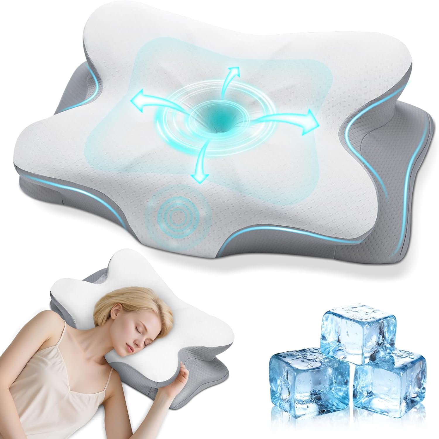 Nackenkissen – Memory-Schaum-Kissen – stabile Nackenstütze, Schlafkissen, Kissen zum Schlafen – ergonomisches Seitenschläferkissen – Nackenstützkissen für Seiten-, Rücken- und Bauchschläfer – Bild 8