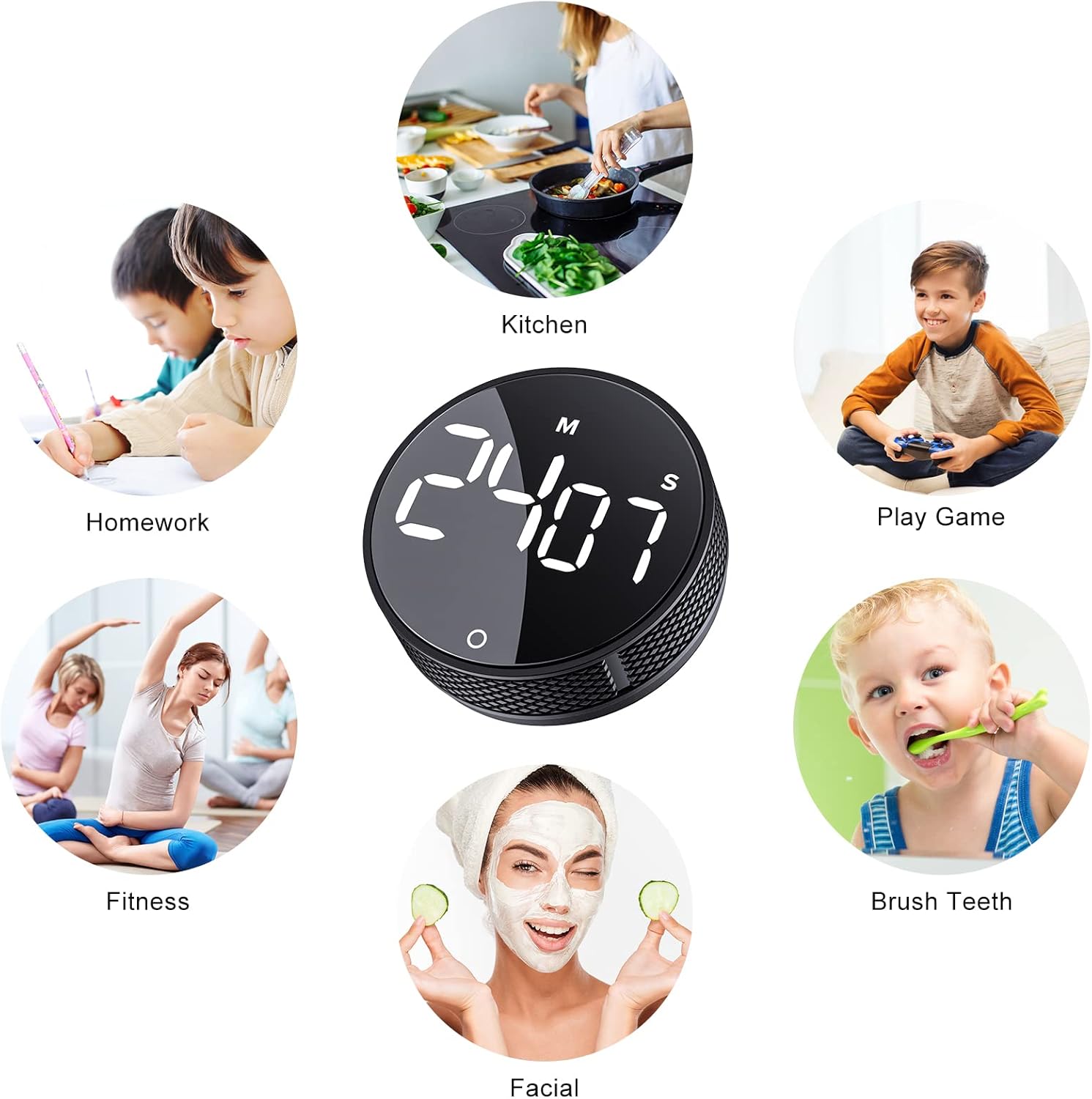 AVINIA Küchentimer, LED, magnetisch, digital, Countdown, Countup-Timer, visueller Timer, für Kinder, Senioren, Lehrer und für Klassenzimmer, Hausaufgaben, Kochen, Fitness, Backen, Lernen – Bild 6