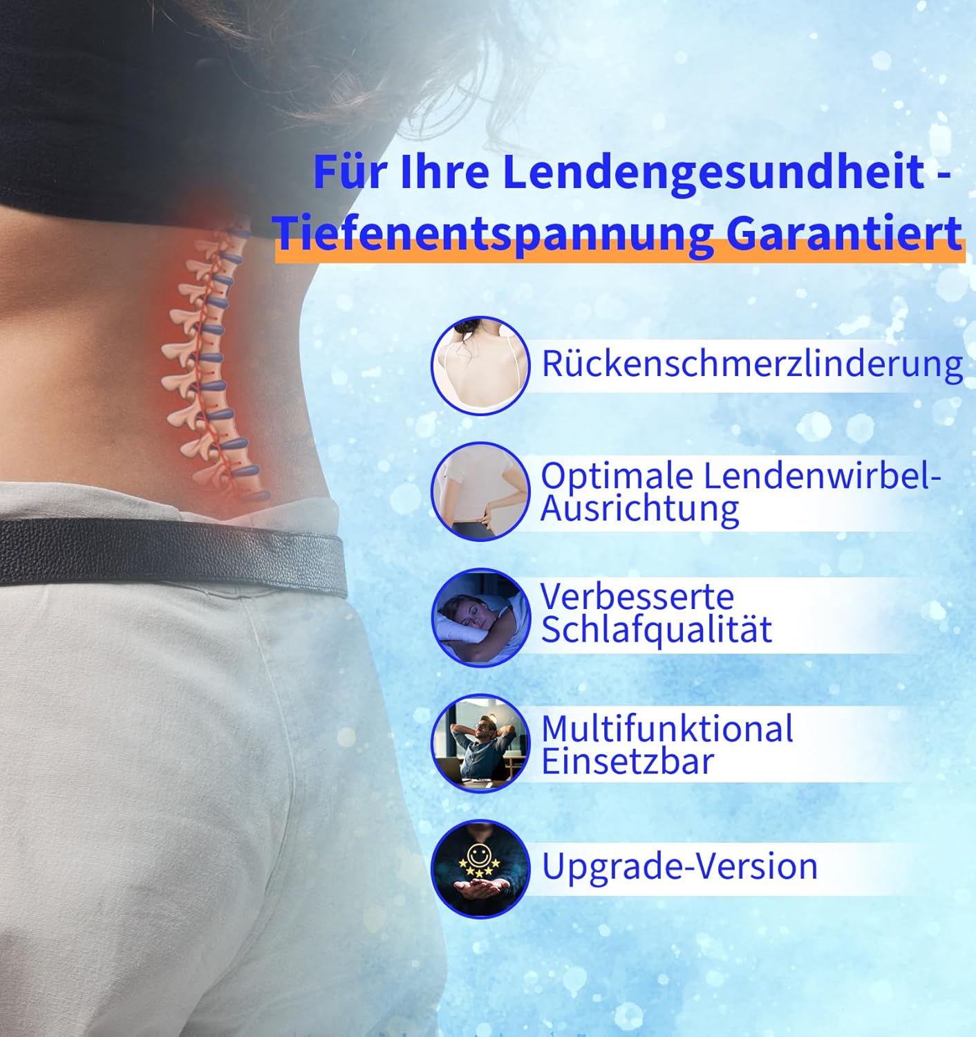 Orthopädisches Lendenkissen, ergonomische Memory-Schaum-Rücken- und Lendenwirbelstütze für Bett und Sofa – Entlastung des unteren Rückens – kühlender, abnehmbarer, waschbarer Bezug, Kissenvorlagen – Bild 7