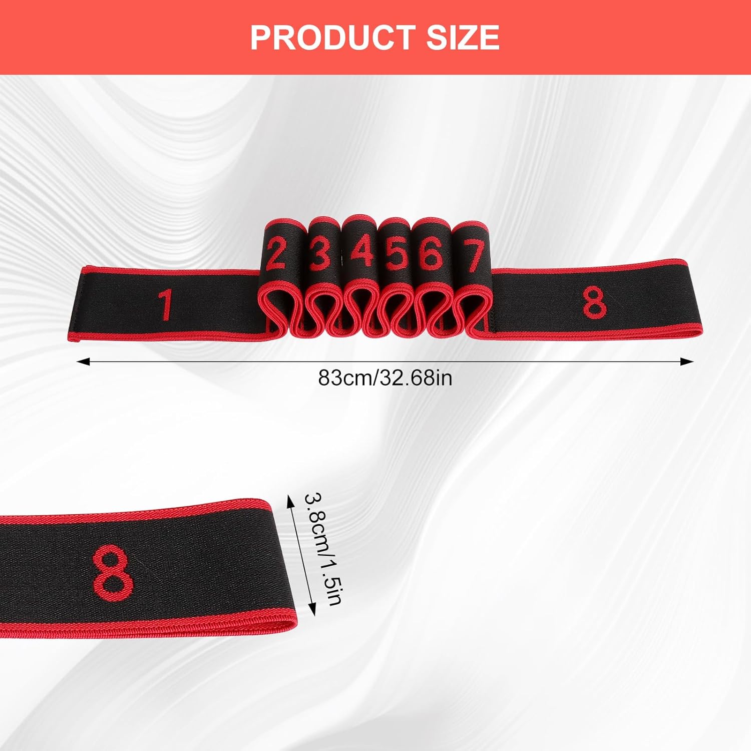 3er Pack Fitnessbänder, Yogagurt für Stretching & Widerstandstraining, elastisches Fitnessband mit 8 Schlaufen, Stretching Yogagurt in Rot, Rosa, Lila, für Pilates, Tanztraining, Gymnastik – Bild 2