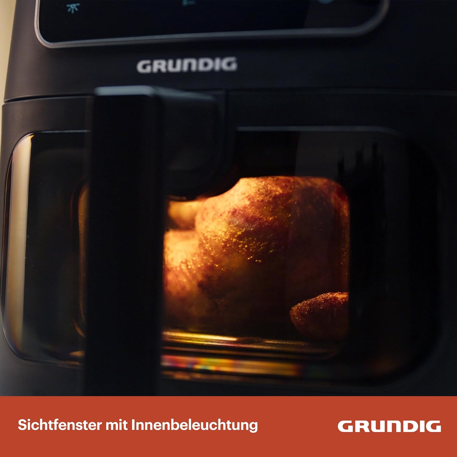 Grundig FRY 7320 Heißluftfritteuse, 7,6 l Fassungsvermögen, 1750 W, Touch-Display, großes Sichtfenster, Temperatur- und Zeiteinstellung, Antihaftbeschichtung, spülmaschinenfester Korb, Schwarz – Bild 9