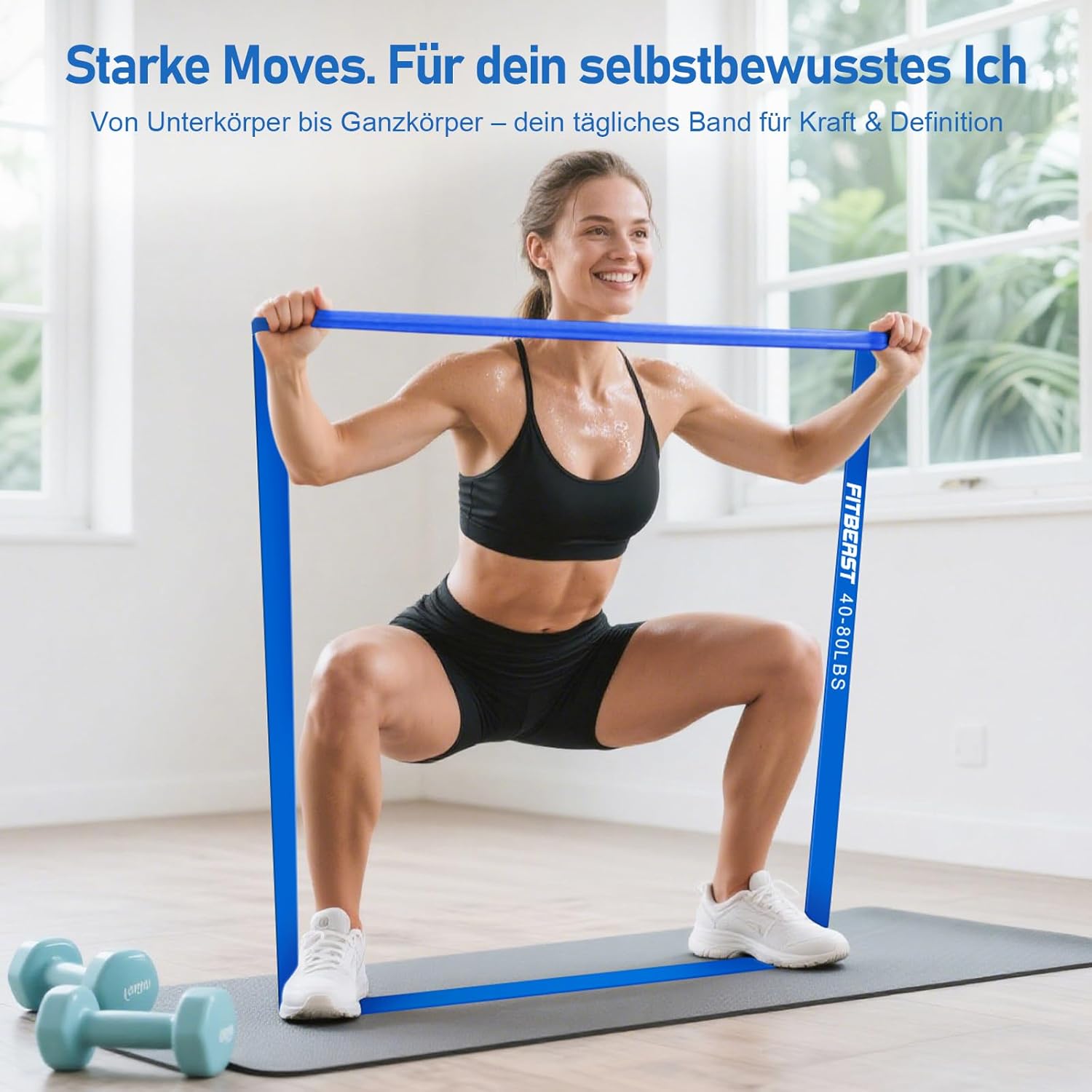 FitBeast Widerstandsbänder-Set, Widerstandsband-Set mit Handschuhen, Türanker, Griffen und Tragetasche für Krafttraining, Calisthenics, Yoga, Mobilität und Heimtraining – Bild 4