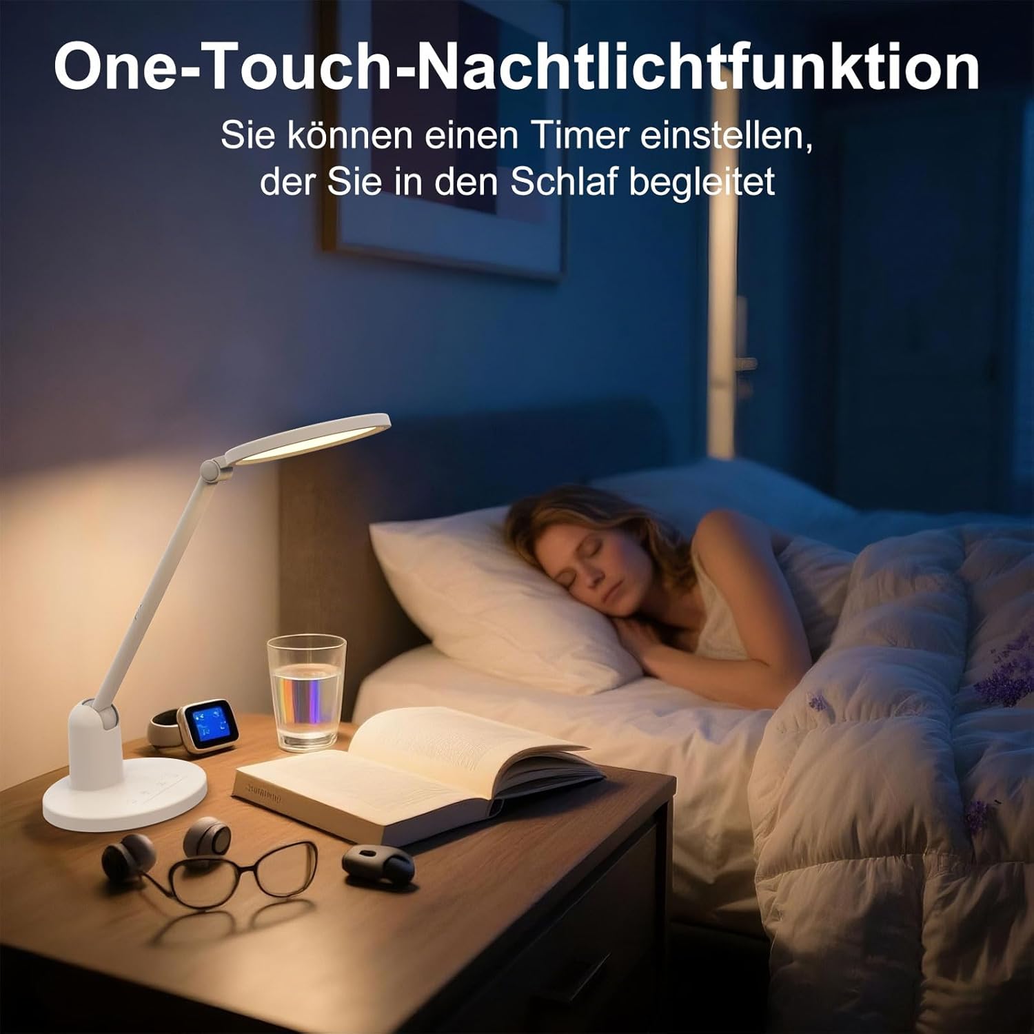 Schreibtischlampe LED dimmbar, 1000 lm, ultrahelle Tischlampe, 3 Farbmodi, 7 Helligkeiten, Schreibtischlampe mit Touch-Steuerung, Memory-Funktion, Leselampe, drehbare Nachttischlampe für Büro, Arbeit, Nachttisch – Bild 5