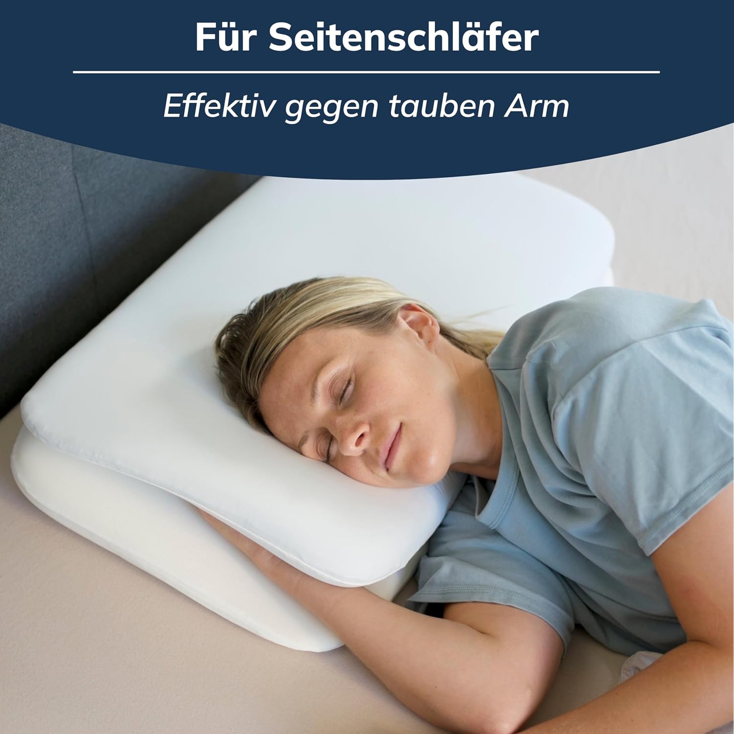 CALMONT - Seitenschläferkissen mit Bezug I RedDot-Award-Gewinner I Seiten+-Kissen I Bauchschläferkissen I Ergonomisches Kissen, das ich mit Swiss Doctor entwickelt habe (70 x 40 cm) – Bild 2
