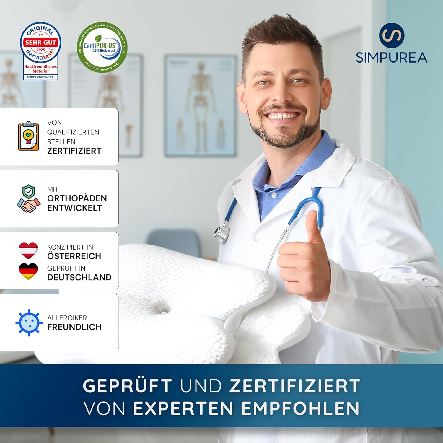 Orthopädisches Schlafkissen „Bambus“ – Ergonomisches Nackenstützkissen mit viskoelastischem Memory-Schaum & atmungsaktivem Bambusfaserbezug – für Rücken-, Seiten- und Bauchschläfer – Bild 6