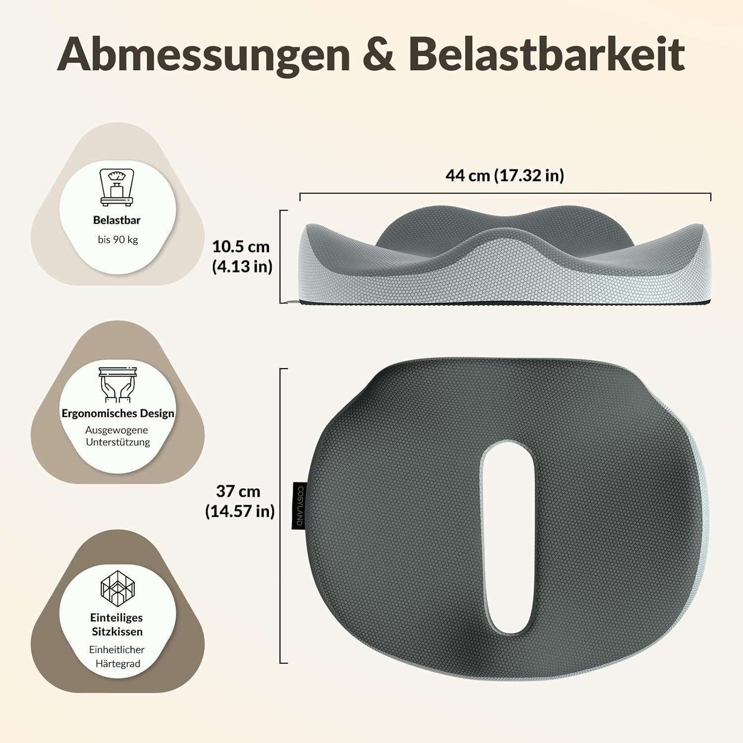 COSYLAND Ergonomisches wellenförmiges Sitzkissen – Memory-Schaum-Stuhlkissen für Zuhause, Büro und Auto – Entlastung für Steißbein und Rücken – Bild 5