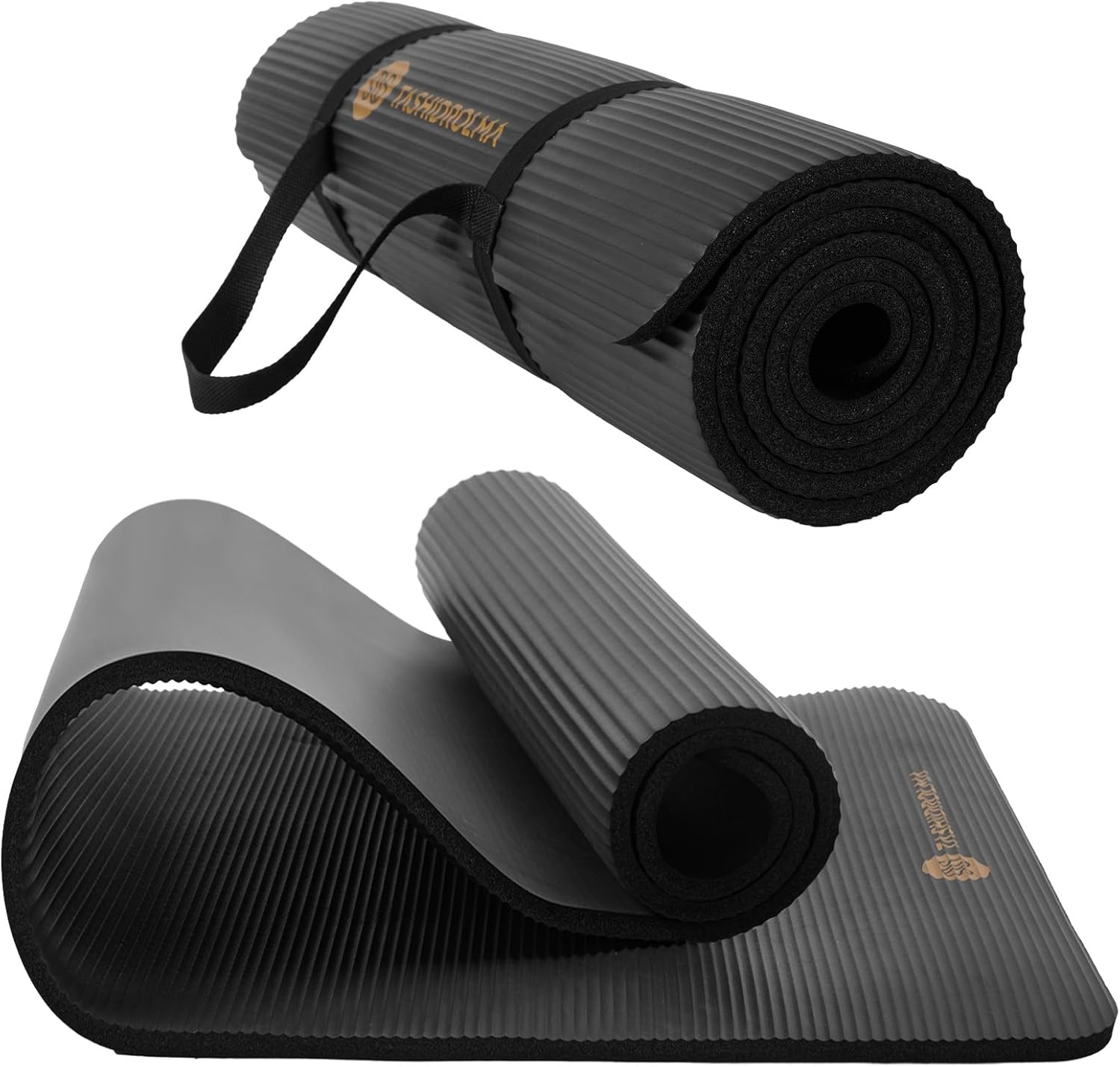 Dicke NBR Yogamatte rutschfest mit Tragegurt für Gymnastikmatte, Fitnessmatte, Sportmatte, Trainingsmatte, Stärke 1 cm (183 x 61 cm)