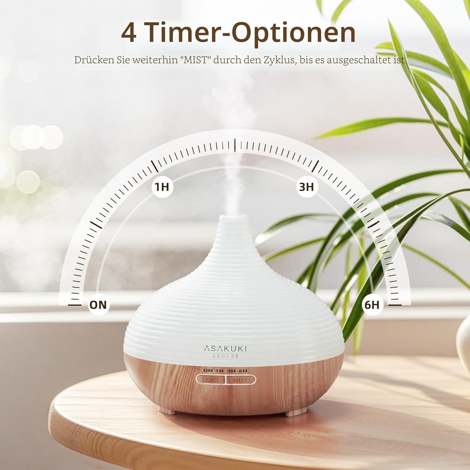 Asakuki Aromadiffusor für Duftöle, 300 ml Premium-Ultraschall-Luftbefeuchter für Aromatherapieöle mit 7-Farben-LED-Licht, BPA-frei für Schlafzimmer, Büro, Spa – Bild 5