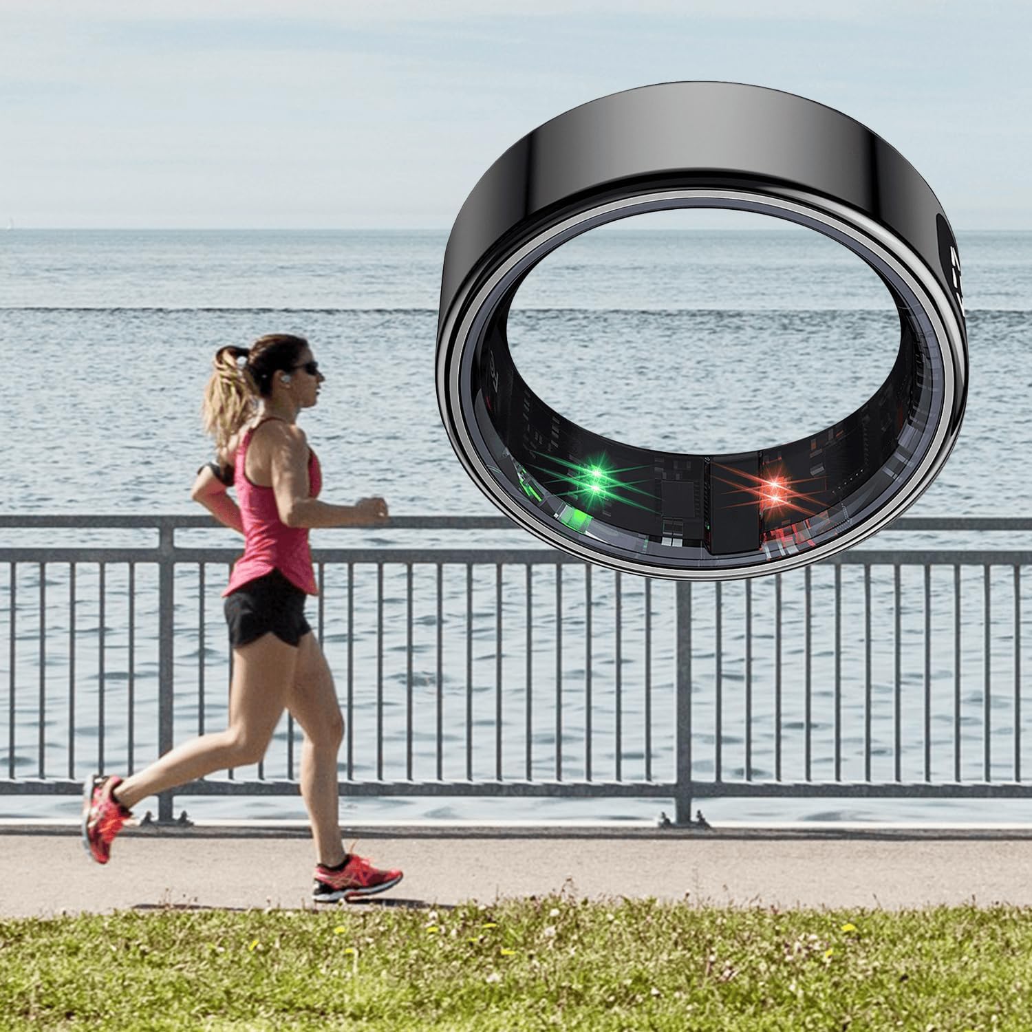 Fontastic Divo Smart Ring mit Display, Fitnessring mit Schlaftracker, Schrittzähler, Herzfrequenz- und Blutsauerstoffmessung, 1ATM wasserdicht, kabellose Ladestation, Fitnessring Android kompatibel – Bild 8