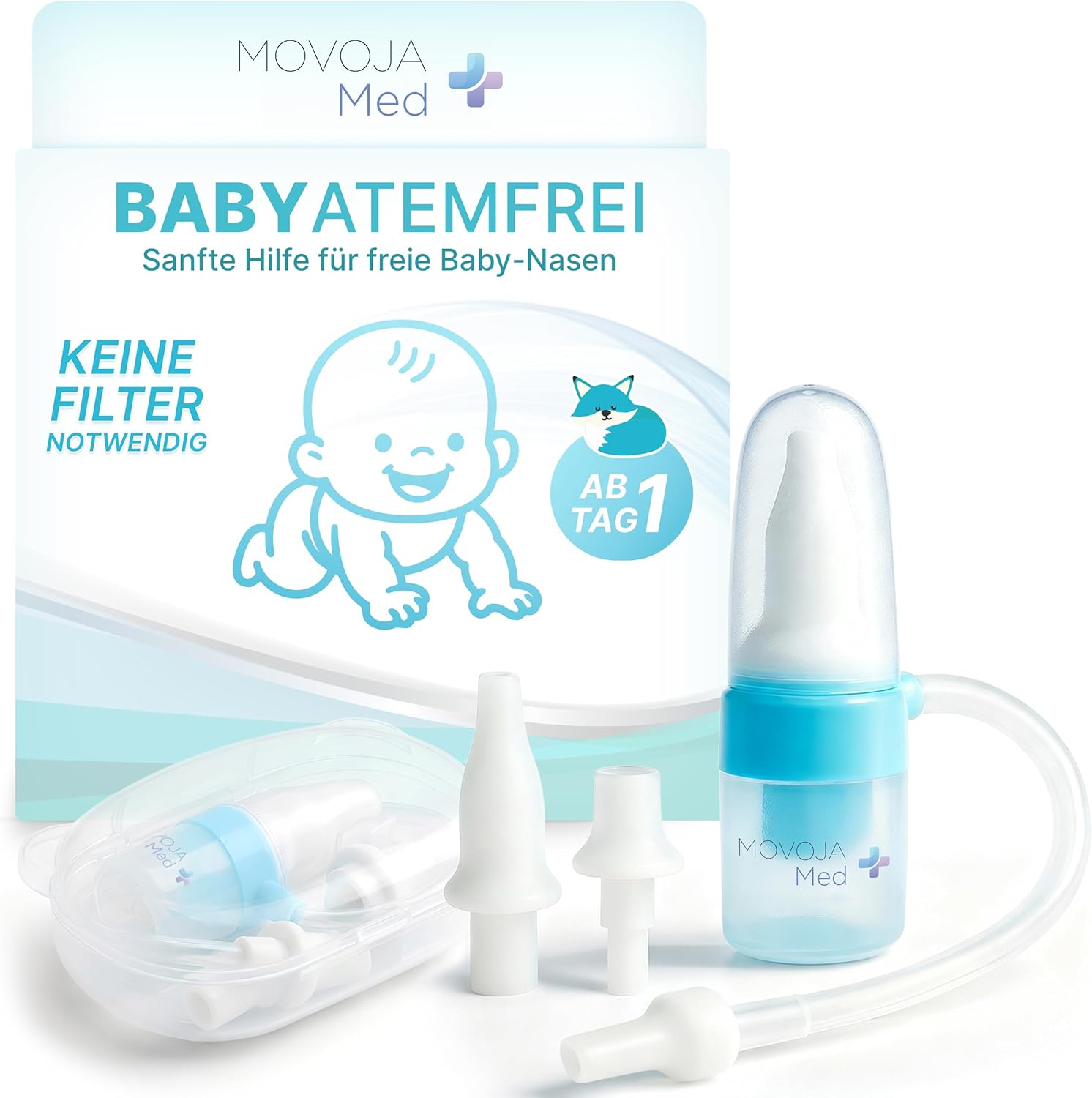MED Nasensauger für Babys und Kinder – inklusive zusätzlicher Aufsätze und ohne Filter, aus sicherem medizinischem Silikon und wiederverwendbar, Nasensauger für Nasenschleim, Nasensauger für Babys, Säuglinge und Kleinkinder