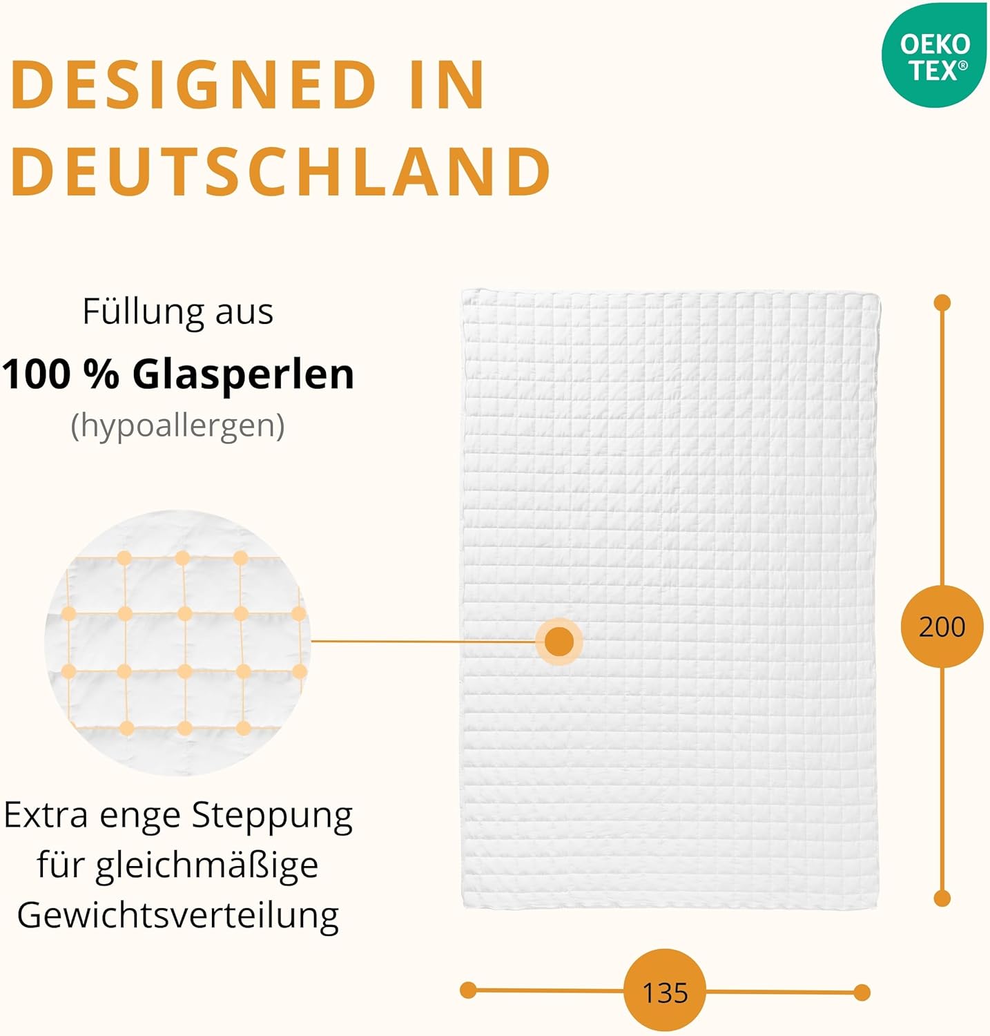 HARMONY Gewichtsdecke, 135 x 200 cm, atmungsaktiv, Öko-Tex-zertifiziert, schwere Anti-Stress-Decke für besseren Schlaf, Therapiedecke, Entspannungsdecke, 6 kg, 7 kg, 8 kg, 9 kg, inklusive Geschenkbox – Bild 3
