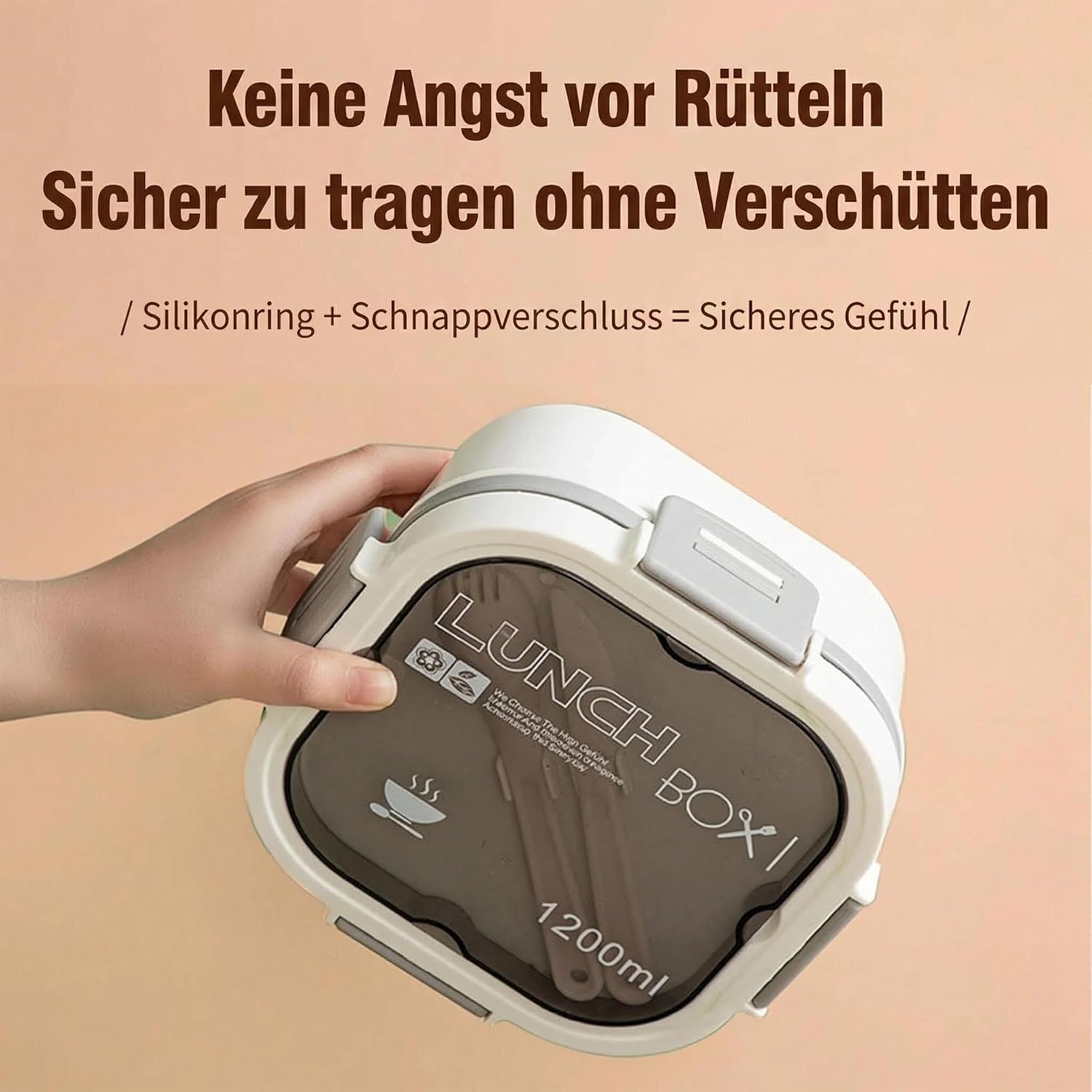 URMONA Salatbox mit Fächern & Besteck, Lunchbox auslaufsicher für Erwachsene & Kinder, Bento Box To Go für Schule, Arbeit, Büro, Lunchbox für Picknick, Reisen, Essenszubereitung (1700 ml, Blau) – Bild 4