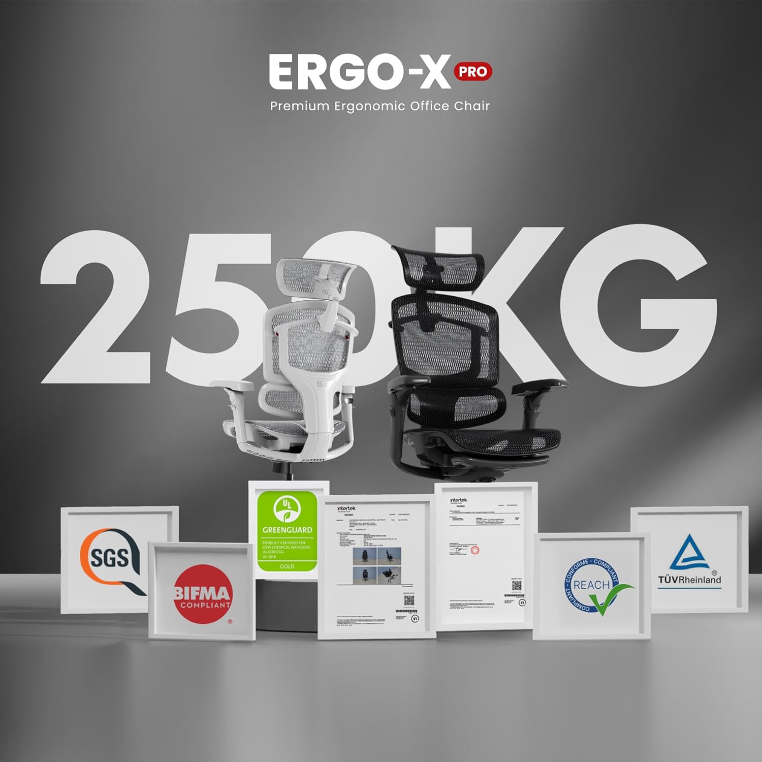 FLEXISPOT ErgoX Pro Ergonomischer Bürostuhl mit ausziehbarer Fußstütze, 12-stufige Höhenverstellung, 7D-Armlehnen, 5D-Lendenwirbelstütze, 4D-Kopfstütze, 250 kg Tragkraft, Netzsitz, Schwarz – Bild 3