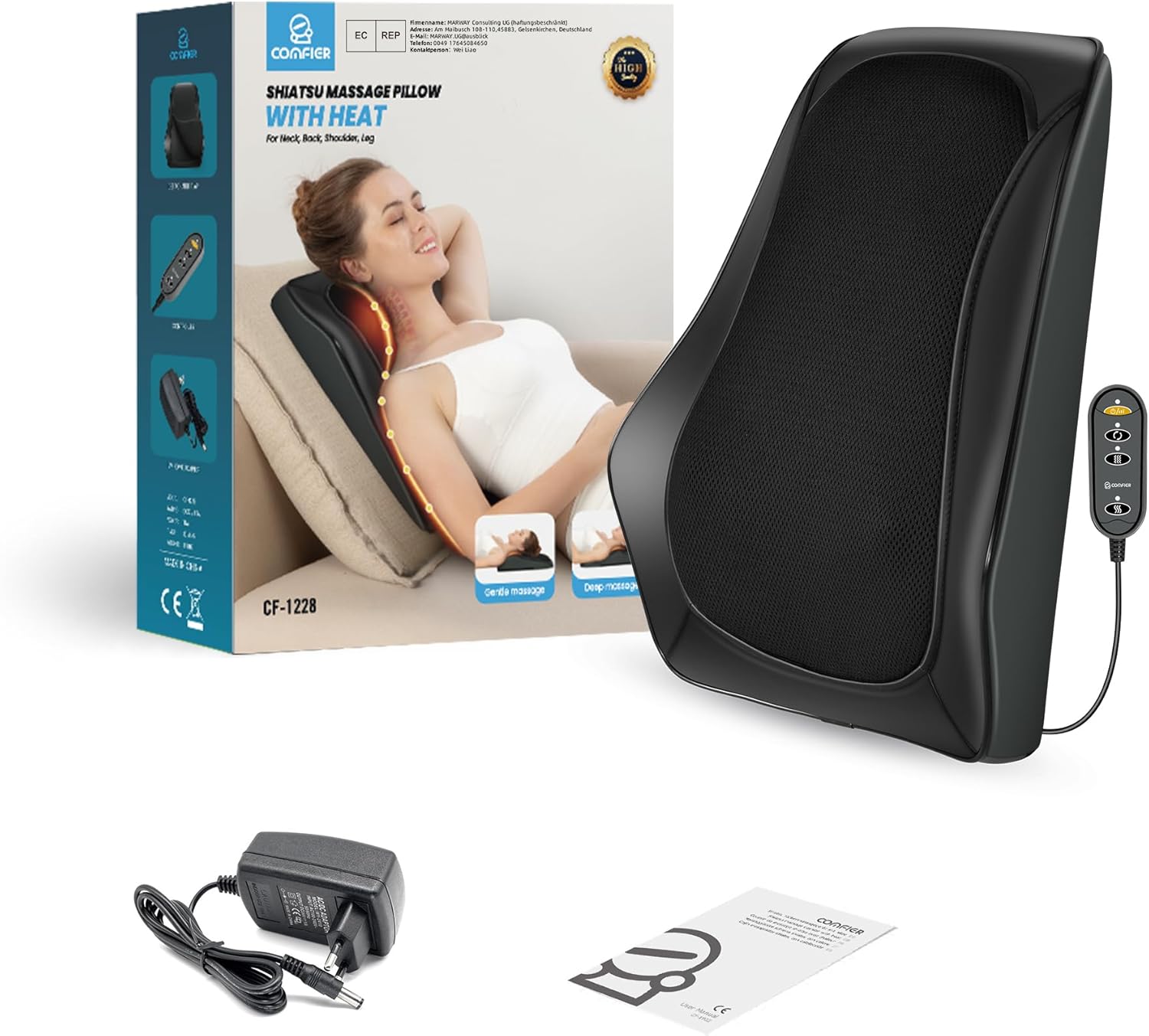 COMFIER Massagegerät, Nackenmassagegerät mit Wärme, Shiatsu-Rückenmassagegerät mit 4D-Knetköpfen, Massagekissen für Schulter, Rücken, Beine, Geschenke für Männer und Frauen – Bild 9