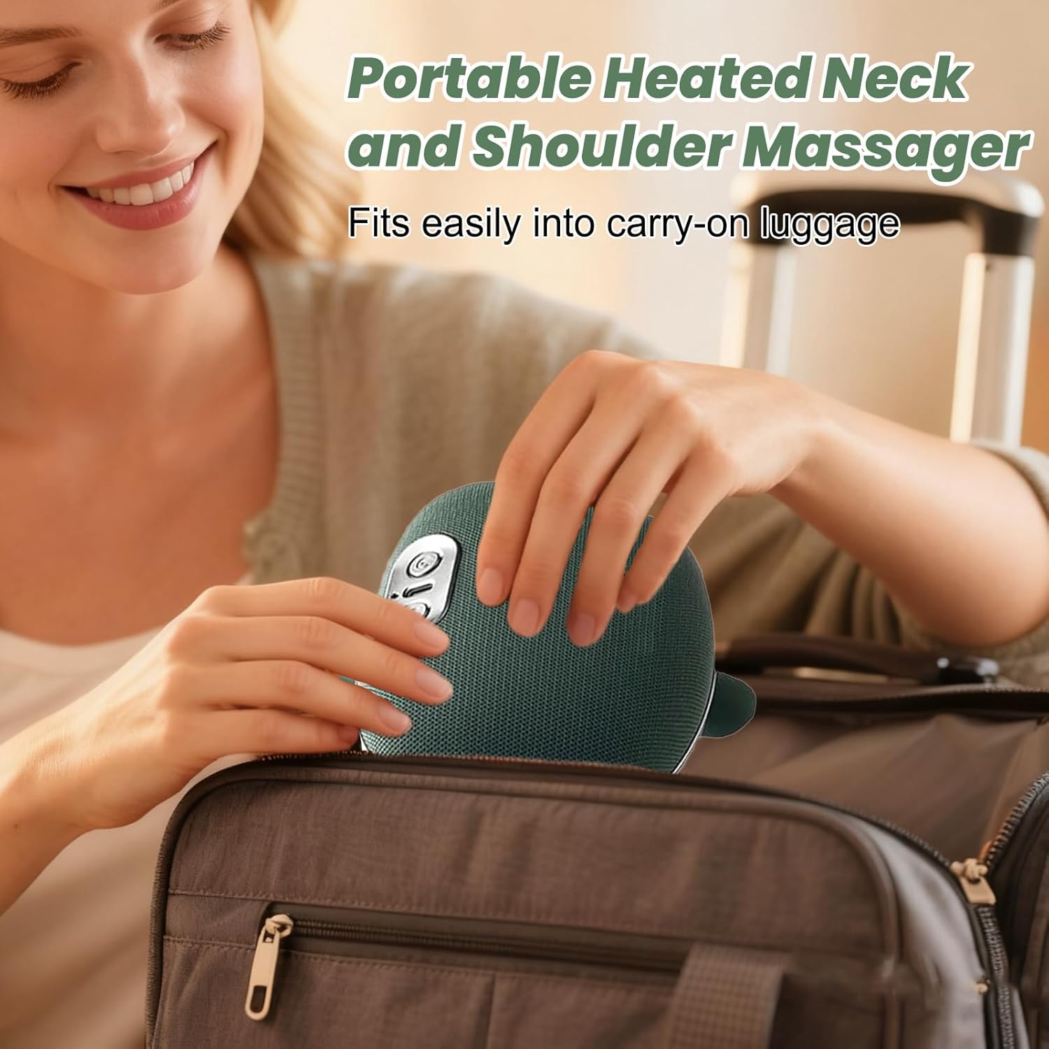 4D-Nackenmassagegerät, Nackenheizung, USB-Schultermassagegerät, 3 Massageeinstellungen und 2 Wärmeeinstellungen, für Zuhause, Büro, Reisen, Muskeln entspannen, Müdigkeit lindern – Bild 3