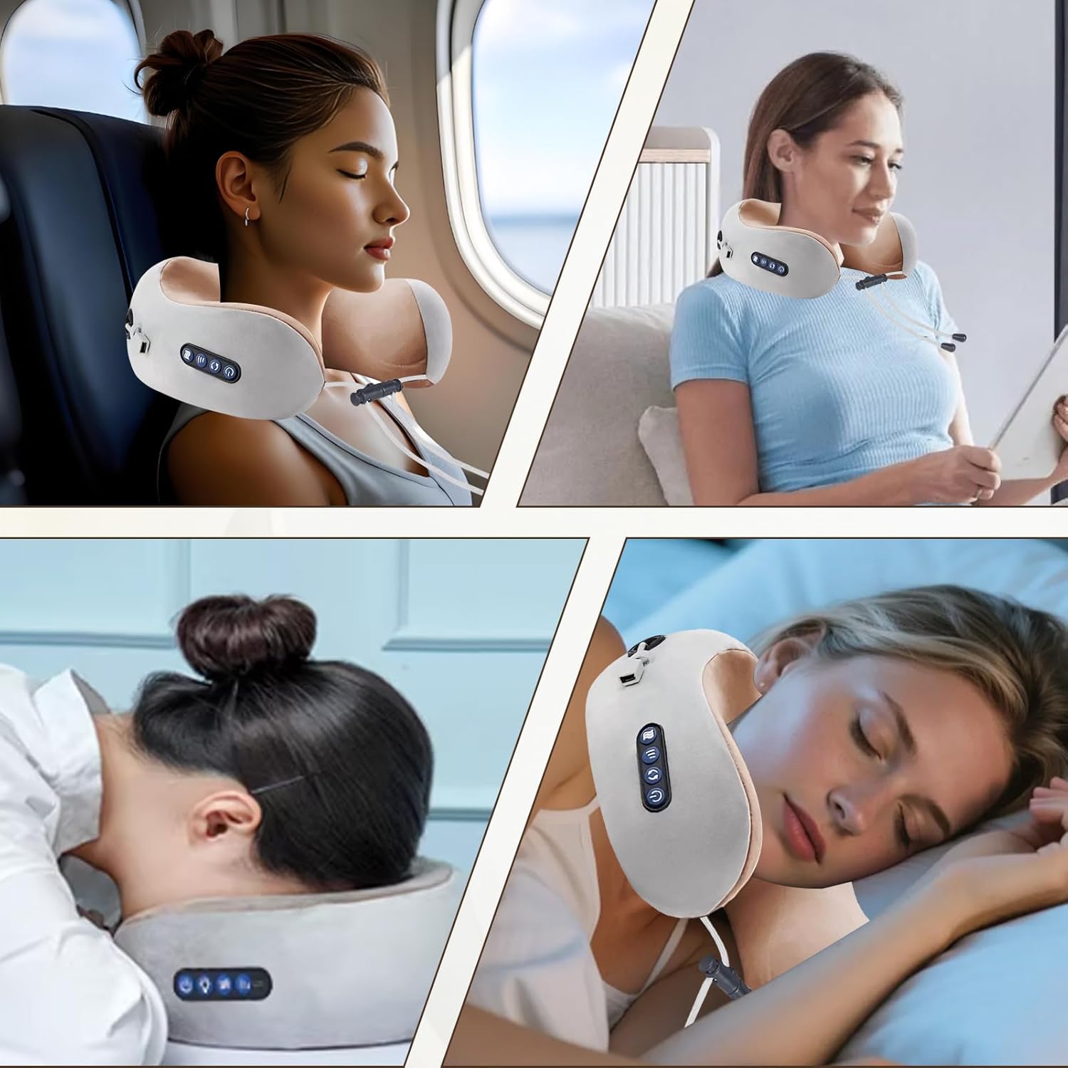 Nackenmassagegerät kabellos mit Wärme, U-förmiges Nackenmassagegerät aus Memory-Schaum, elektrisches Nackenmassagegerät mit Tiefenknetfunktion – für Reisen, Auto, Büro und Zuhause – Bild 5