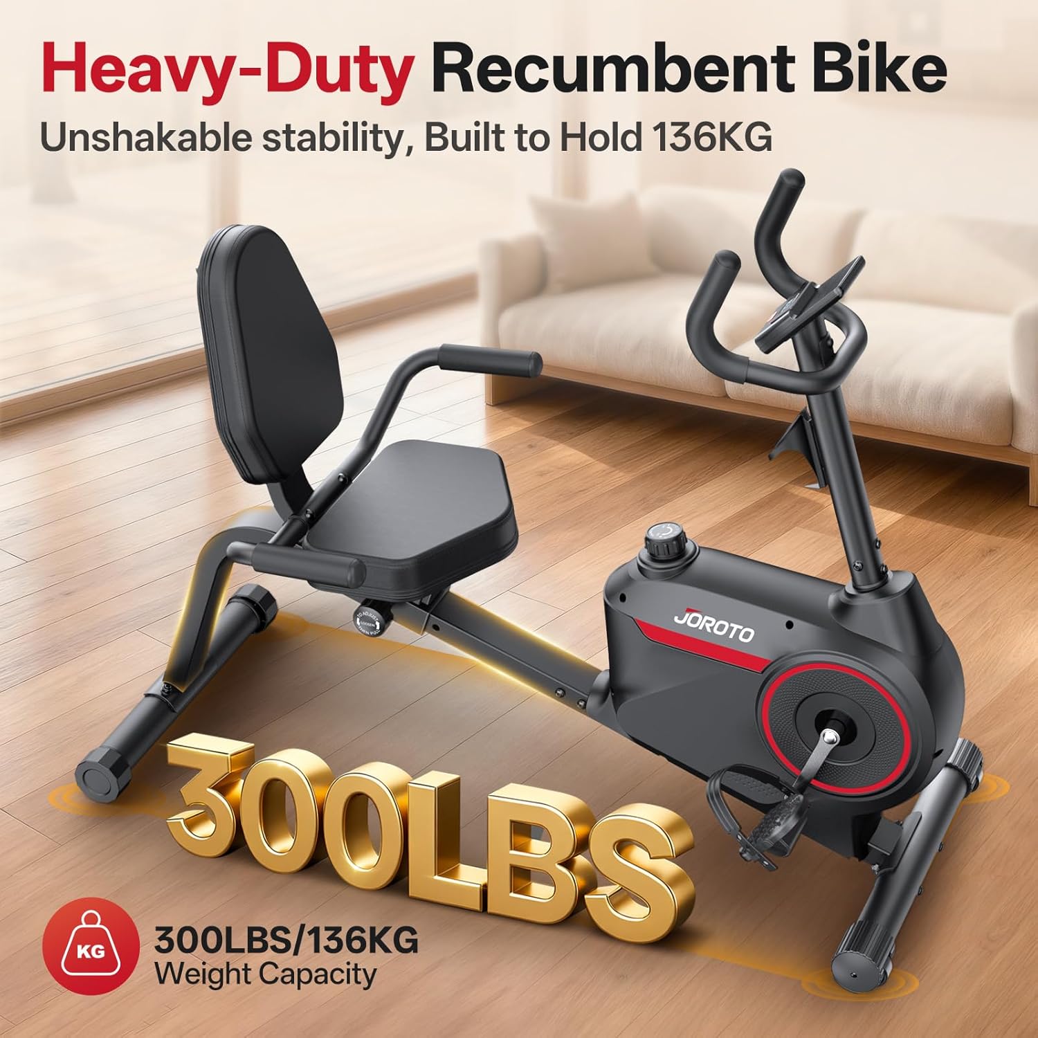JOROTO JH30/JH30PRO Liege-Ergometer für Zuhause, intelligentes Bluetooth-Magnet-Liegerad, Indoor-Heimtrainer, Ergometer bis 136 kg Belastung, LCD-Display, verstellbarer Sitz für Cardio-Training – Bild 5