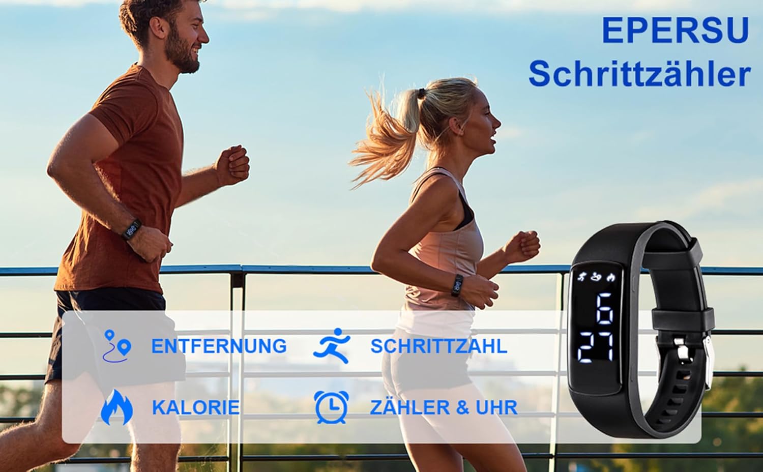 Ohne Mobilfunkverbindung, EPERSU IP68 wasserdichte Schrittzähleruhr, Fitness-Tracker-Armband, Kalorienzähler für Erwachsene, Kinder, Männer, Frauen, ohne App, ohne Bluetooth, für Sauna & Schwimmen – Bild 7
