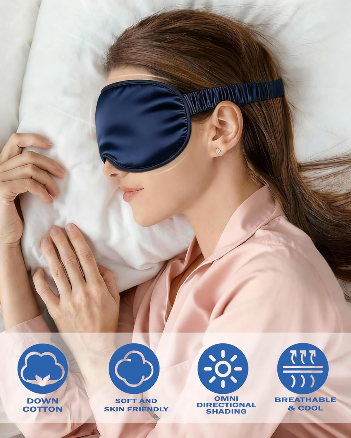 2er-Pack Schlafmasken für Damen und Herren, Augenmaske aus Seide, lichtblockierende Schlafmaske mit verstellbarem Riemen, bequeme weiche Augenbinde für Reisen, Nickerchen (schwarz) – Bild 3