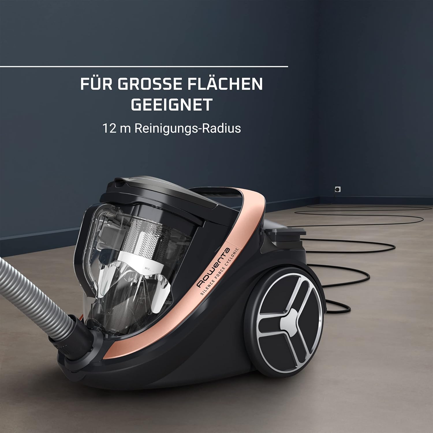 Rowenta Silence Force Cyclonic Effitech Beutelloser Staubsauger, Heim und Auto, hohe Saugleistung, geringer Energieverbrauch, HEPA-Filterung, XXL-Kapazität, Schwarz/Roségold, RO7954 – Bild 8