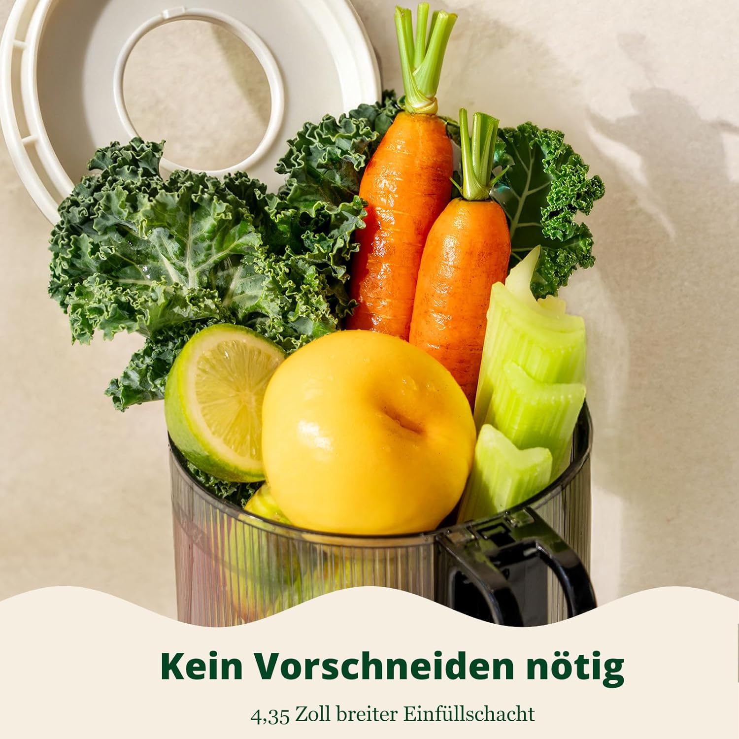 LINKChef Slow Juicer, 115 mm große Einfüllöffnung für Entsafter, Gemüse und Obst, Testsieger, Kaltentsafter 200 W, BPA-frei, leicht zu reinigen und zu montieren, hellgrün – Bild 12