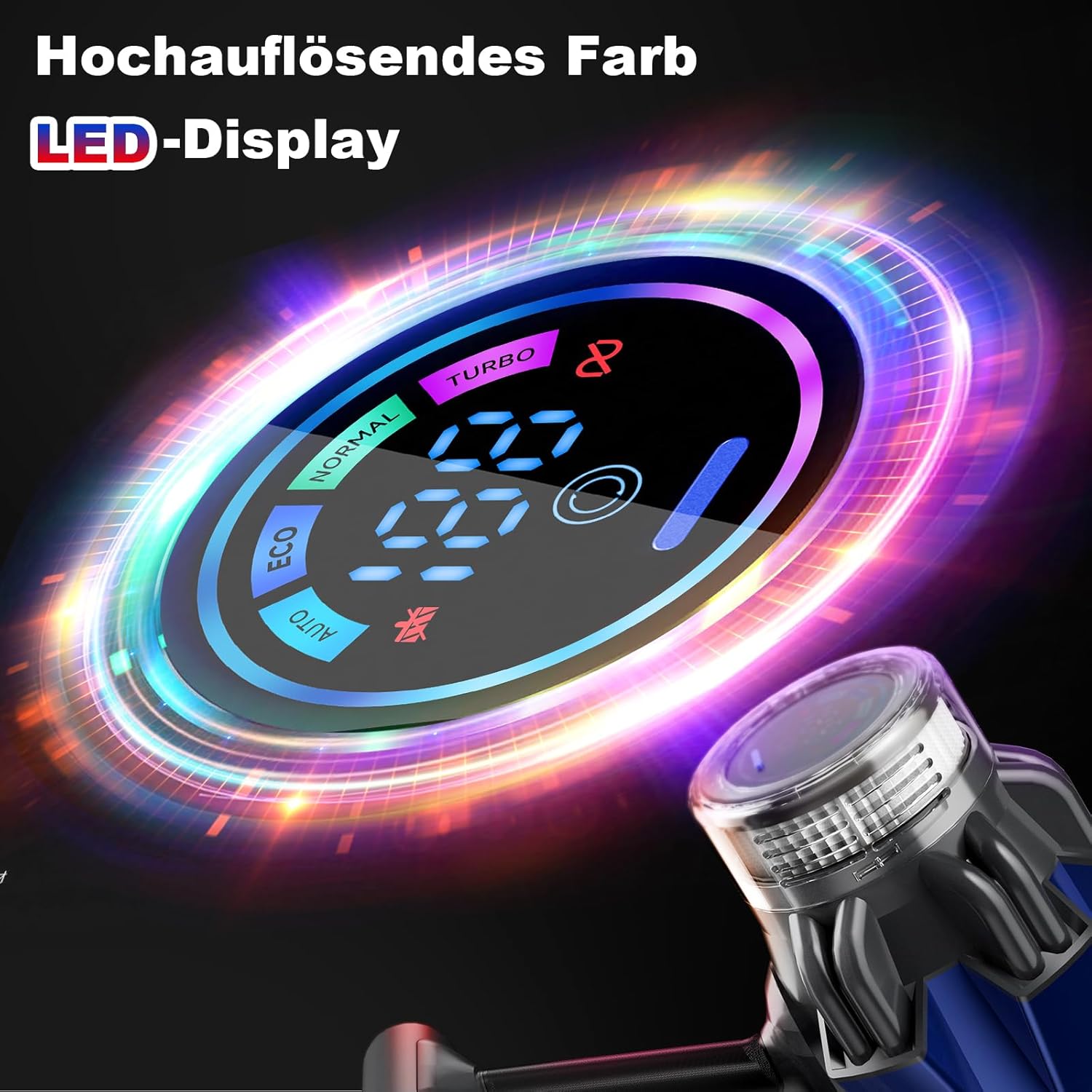 Hearten Akku-Staubsauger, 70.000 Pa/600 W/65 Min., 4 Stufen, Schmutzsensor, 1,8 l, kabelloser Staubsauger mit Farbdisplay, Anti-Haarbürste, 8-Stufen-Filter, Schlauch für Tierhaare/Teppiche/Hartböden/Auto – Bild 6