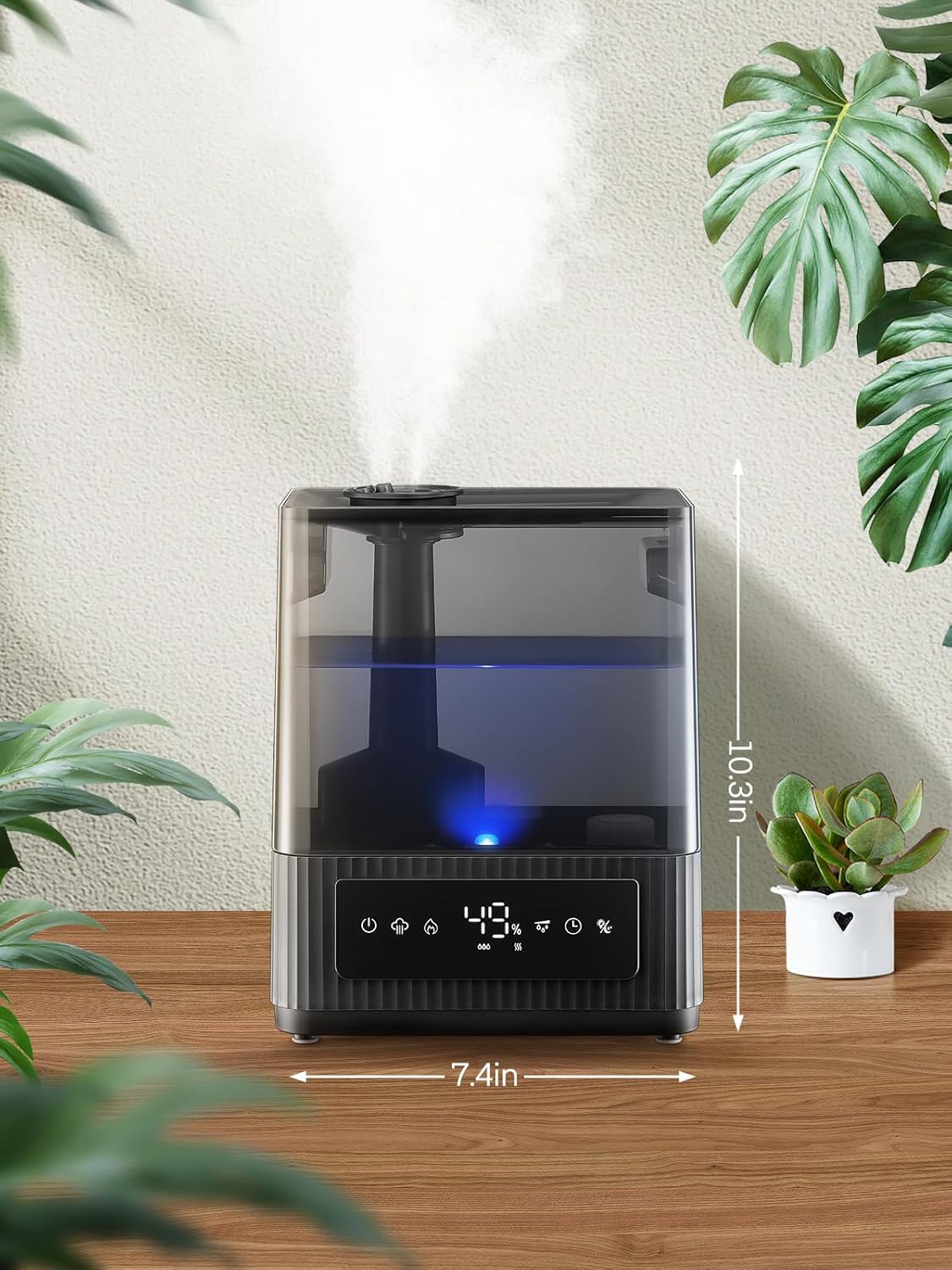 6L Luftbefeuchter für große Räume, kalter Nebel, leiser Luftbefeuchter für Kinderzimmer, Schlafzimmer, Pflanzen, 60 Stunden Laufzeit, präziser Feuchtigkeitssensor, Aromadiffusor, von oben befüllbar – Bild 8