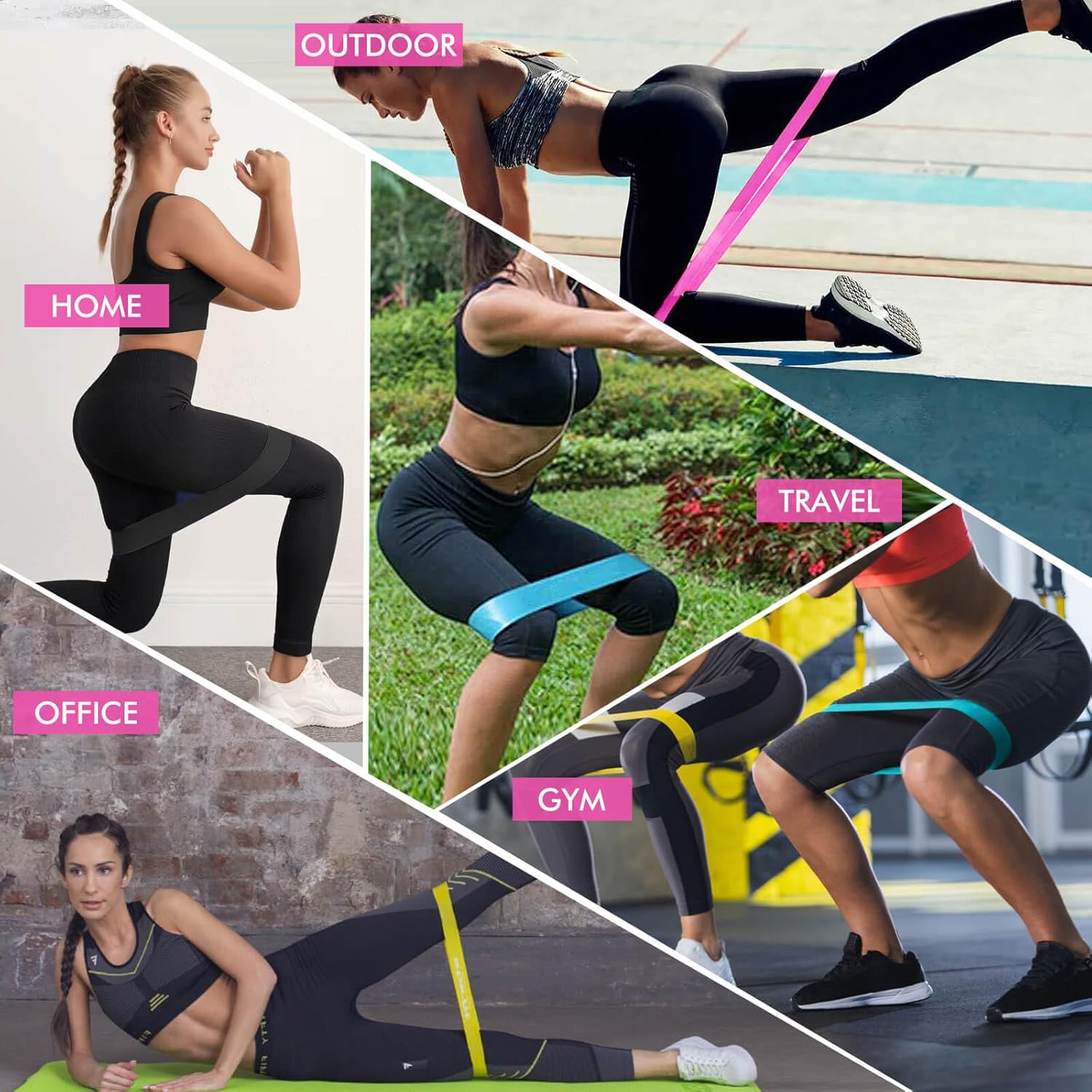 Fitnessbänder (5er-Set) Widerstandsbänder-Set für Damen und Herren, 100 % Latex-Fitnessband-Widerstand mit 5 Bandstufen für Fitness zu Hause, Stretching, Krafttraining, Physiotherapie, Yoga – Bild 7