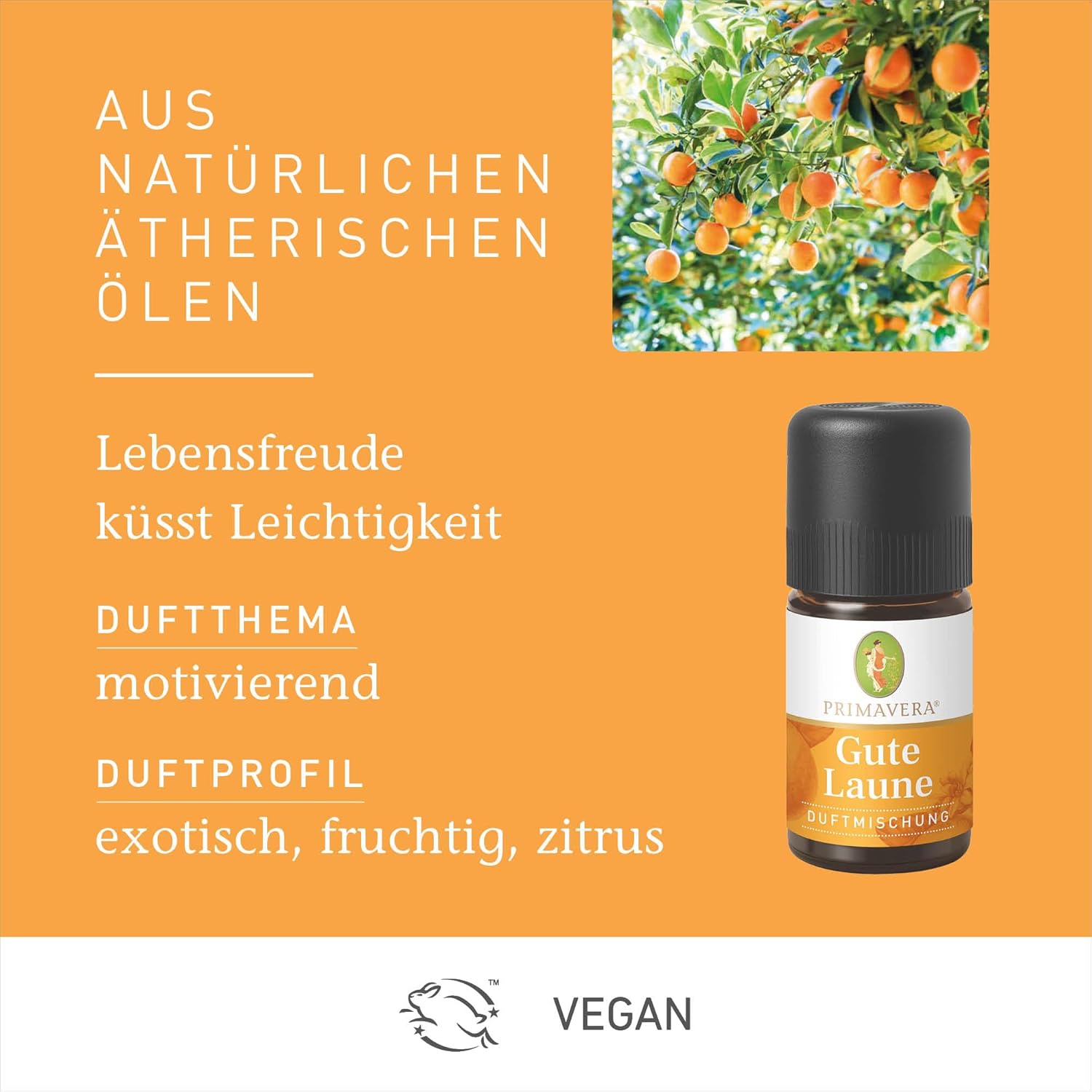 PRIMAVERA Gute-Laune-Duftmischung 5 ml – Orange, Limette und Zitrone – Aromaöl, Duftöl, ätherisches Öl, Aromatherapie – motivierend – vegan – Bild 2