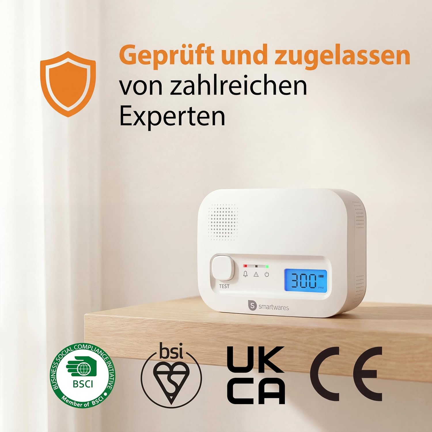 Smartwares Kohlenmonoxidmelder, 10 Jahre Sensor, 1,5 Testsiegerbewertung, mit Display und Testtaste – FGA-13041 – Bild 2