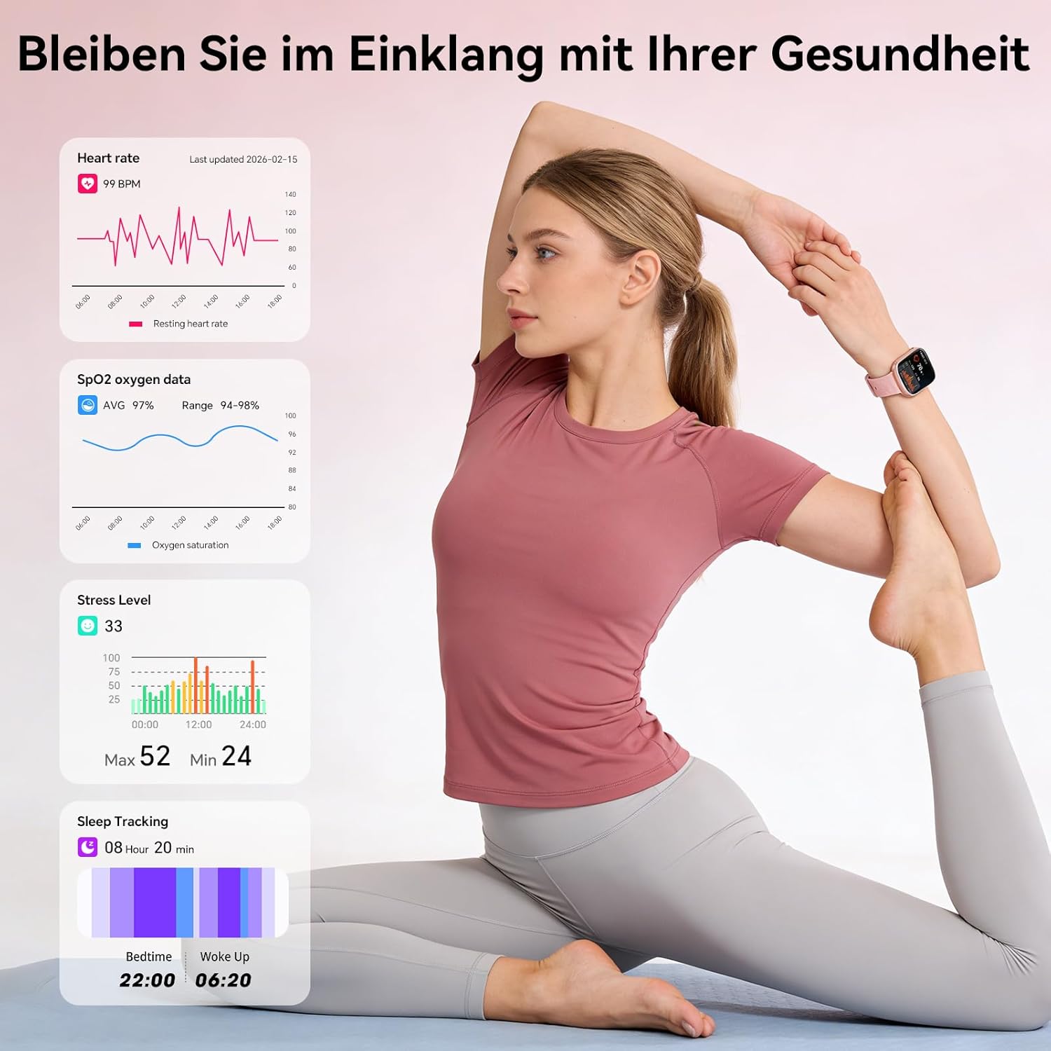 Smartwatch Damen Herren mit 7 Armbändern & Geschenkbox, 1.83" HD Smartwatch mit Bluetooth-Anruf, Fitness Tracker mit SpO2, Pulsmesser, Schlafmonitor, Schrittzähler, IP68 Wasserdicht, 100+ Sportmodi – Bild 6