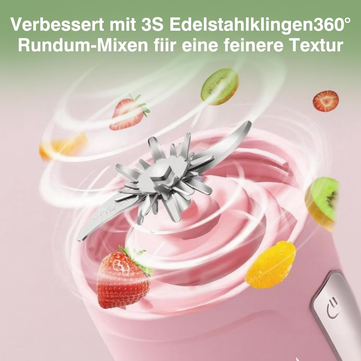 Tragbarer USB-Smoothie-Mixer mit 450-ml-Glasbecher: Perfekter Mini-Mixer für frische Säfte, Shakes, Smoothies und Babynahrung unterwegs – Bild 4