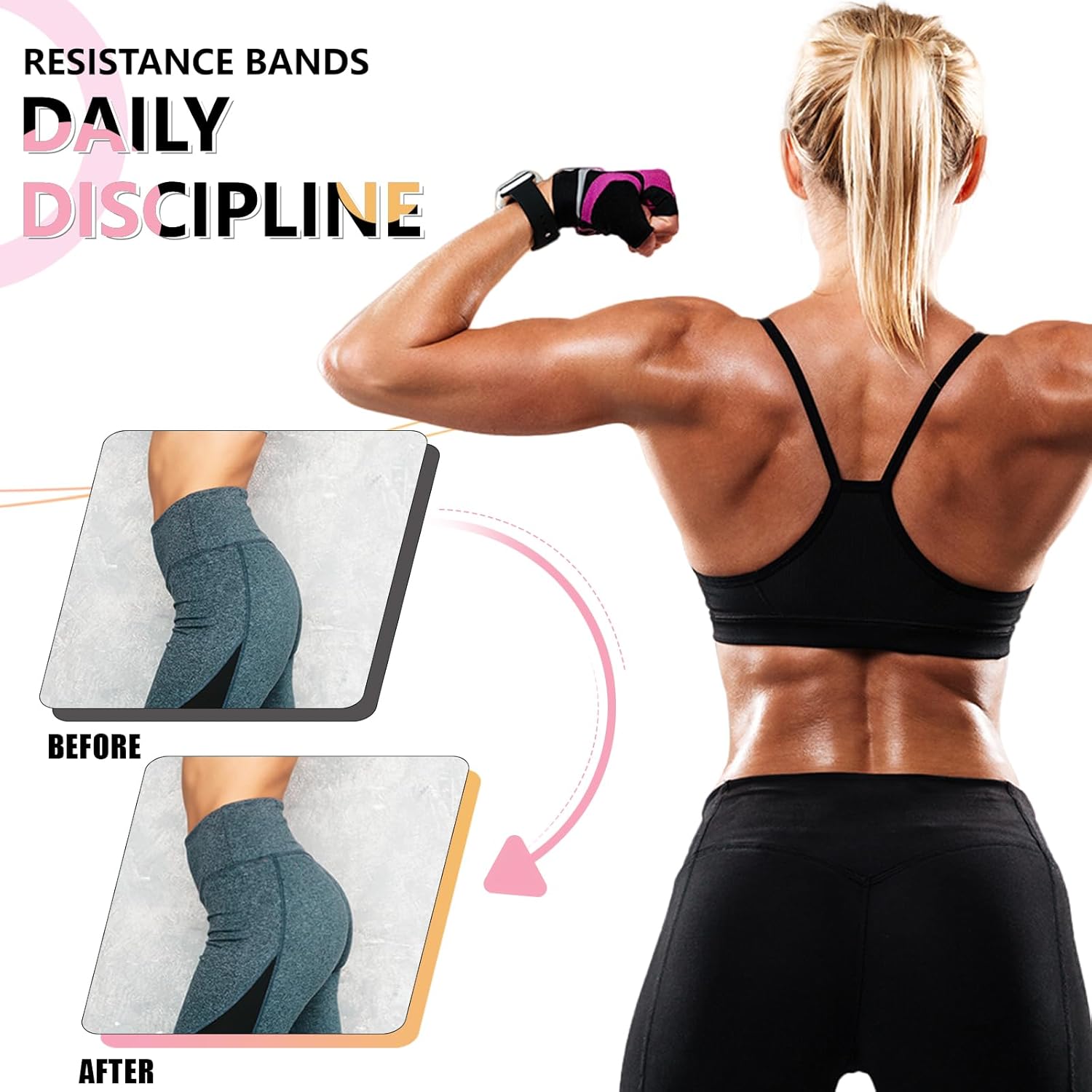 Trainingsbänder, Stoff-Widerstandsband für das Training, Trainingsbänder mit Widerstand für Frauen und Männer, mehrfarbige Stoff-Booty-Bänder für Beinkrafttraining, Reha, Yoga – Bild 4