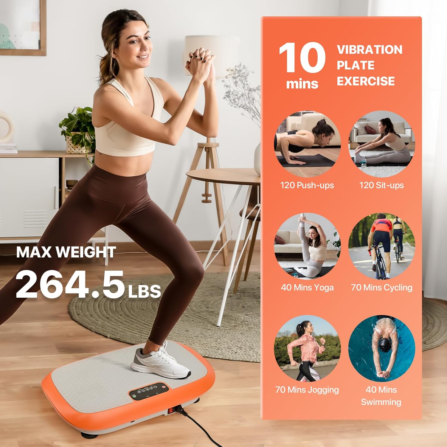 Vibrationsplatten-Trainingsgerät zur Gewichtsreduktion, Fitnessgerät, Vibrationsplatten-Plattform für Heimfitness, Lymphdrainage, Schütteln, Ganzkörper-Shaker, 99 einstellbare Geschwindigkeiten – Bild 3