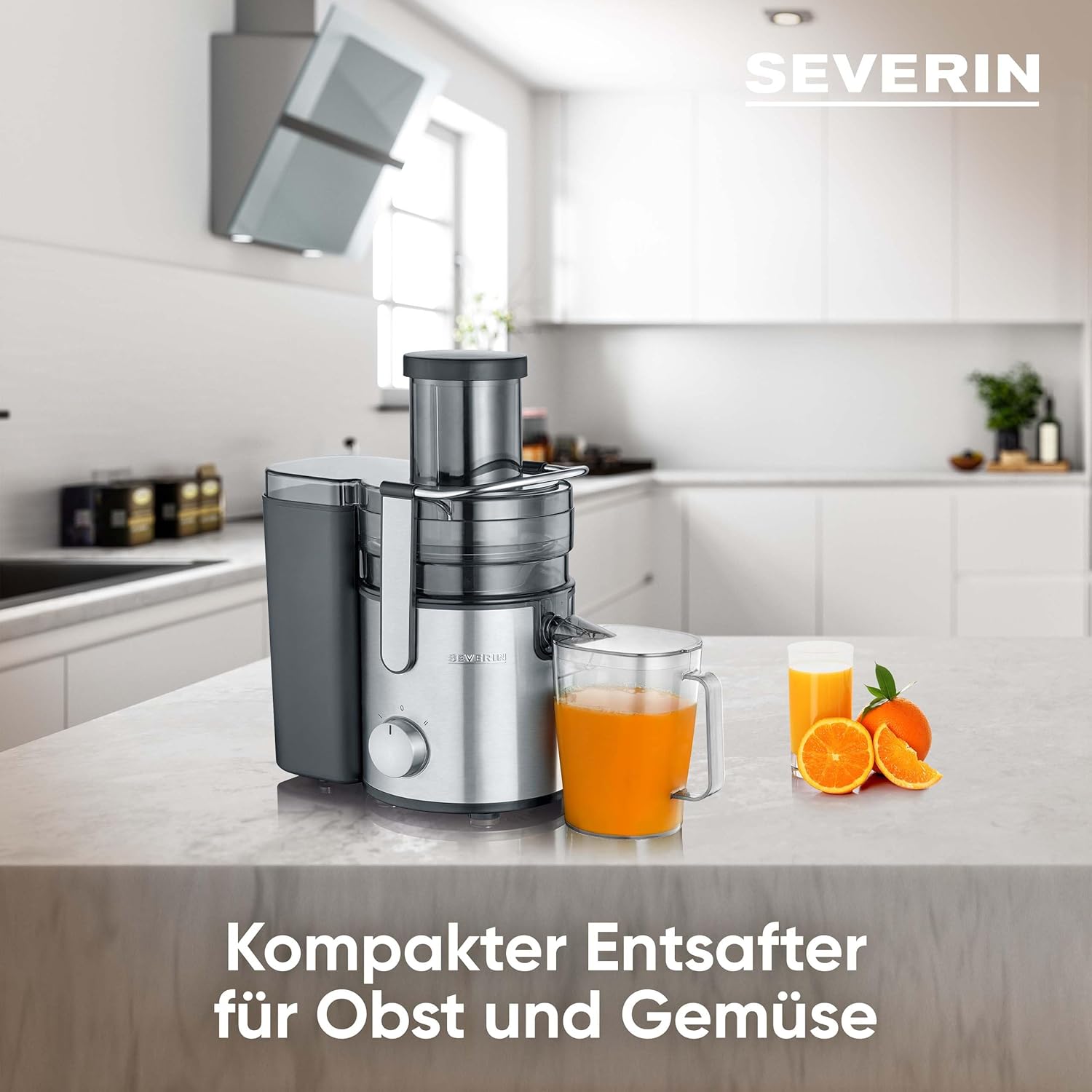 SEVERIN ES 3570 Entsafter (800 W, mit 1,1 L Saftbehälter) schwarz / Edelstahl – Bild 3