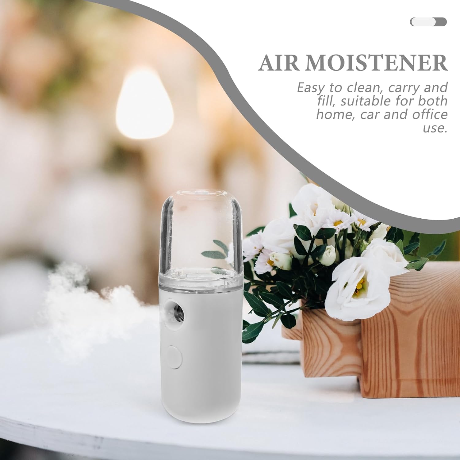 LIFKOME Mini-Luftbefeuchter, tragbarer Luftbefeuchter-Diffusor für Zuhause, Büro, Auto, 10 x 3,5 x 3,5 cm, leicht zu reinigen und zu transportieren – Bild 6