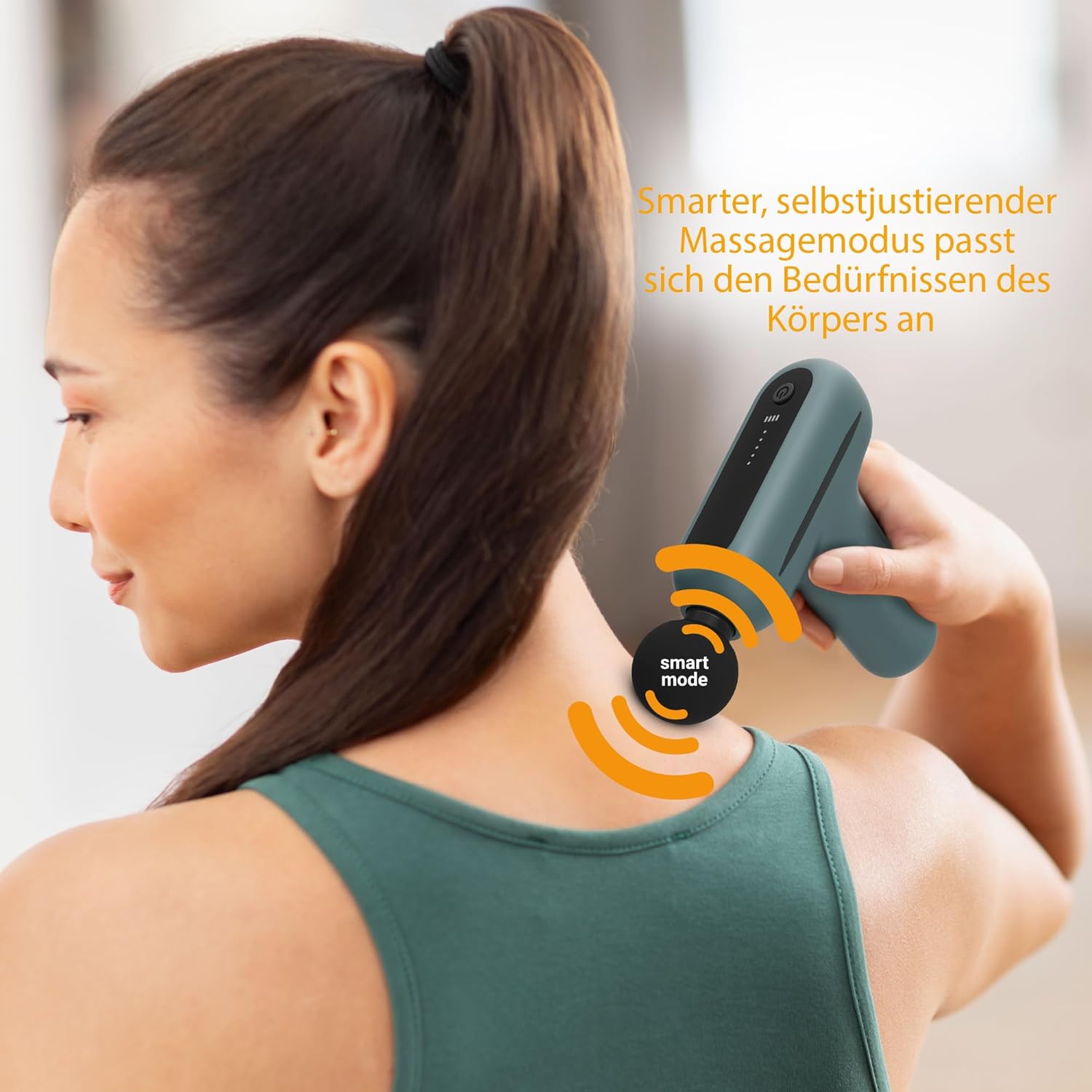 medisana MG 200 Massagepistole, Massagepistole mit 4 Aufsätzen, Massagegerät mit Smart-Modus und 5 Intensitätsstufen für Entspannung und Massage, lange Akkulaufzeit, mit Aufbewahrungsbox – Bild 5