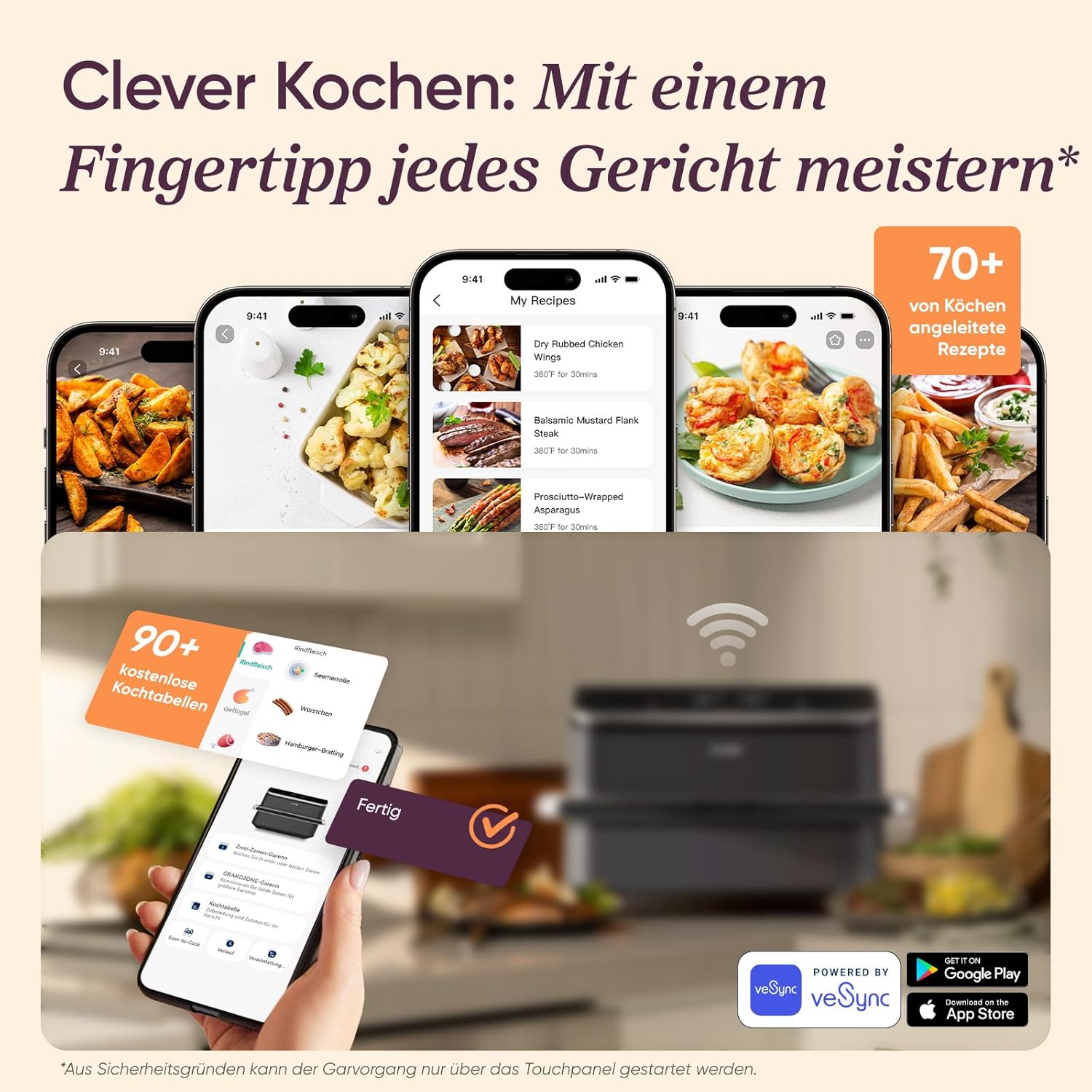 COSORI Heißluftfritteuse 2 Kammern, Dual Blaze TwinFry 10L Airfryer, mit 4 Heizrohren und flexiblen Kammern, gleichmäßige Wärmeverteilung, Temperatur bis zu 240 °C, Schwarz, TF102S – Bild 6