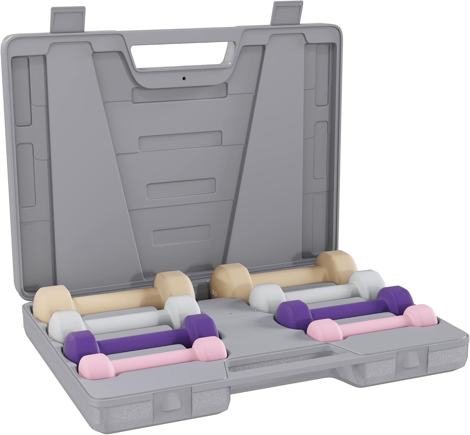 HOMCOM Hantelset 4 Paar 0,5kg-10kg Hanteln mit Koffer, Hantel-Set aus Gusseisen, Hexagon Hanteln Set, Kurzhanteln für Männer Frauen, Hanteln für Fitnessstudio, Krafttraining