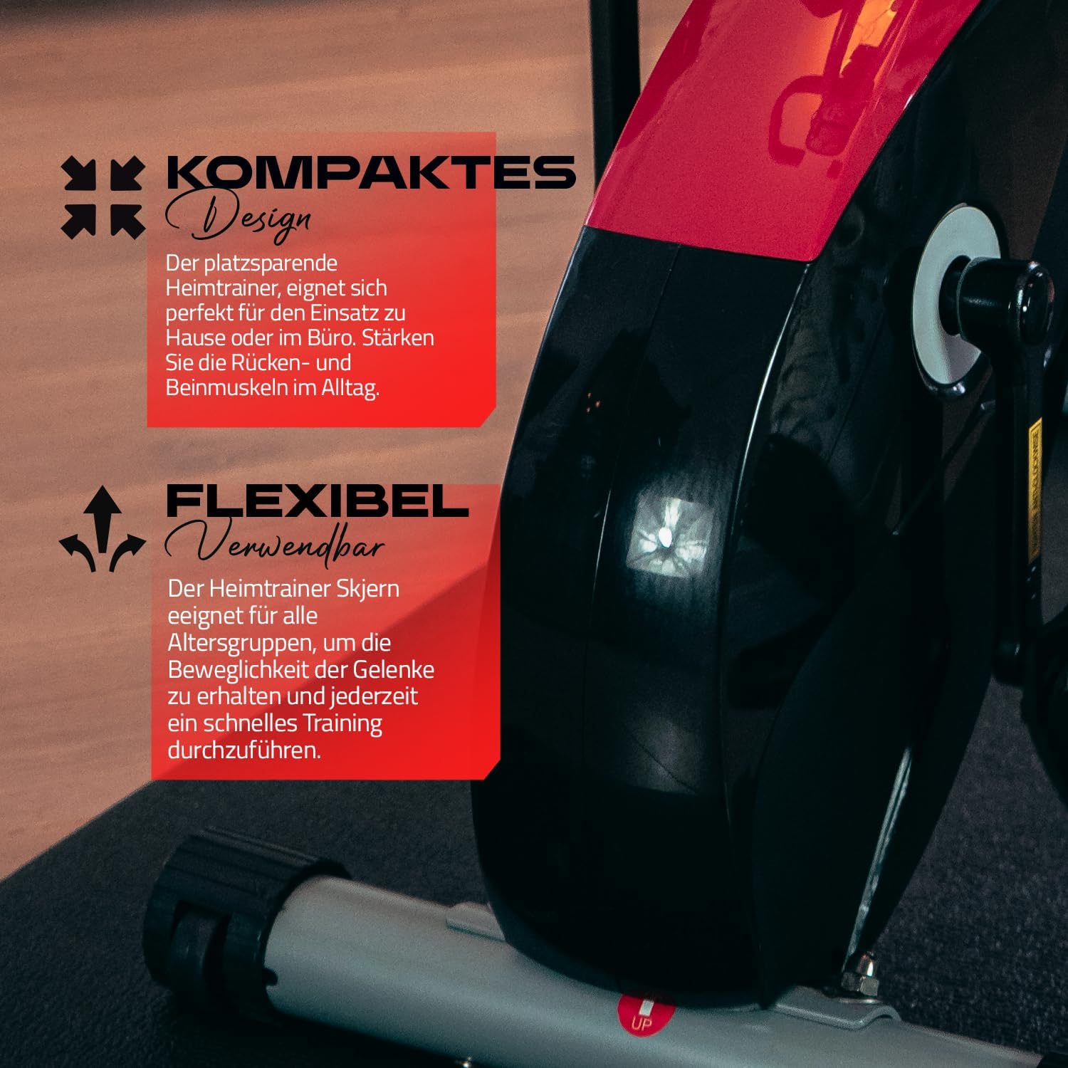 Senioren-Heimtrainer, faltbarer Fahrradtrainer, Heimtrainer, Fitnessfahrrad, LCD-Trainingscomputer, faltbarer Heimtrainer, inklusive Pulsmessung, 8 Widerstandsstufen – Bild 6