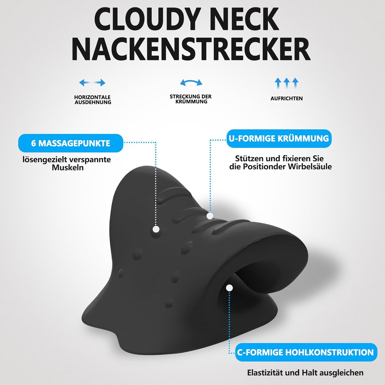 Reiteag Cloudy Neck, Neck Cloud Original, Nackendehner, orthopädischer Testsieger, Premium Nackenhöcker-Weg-Korrekturkissen, lindert Verspannungen und Steifheit im Nacken – Bild 4