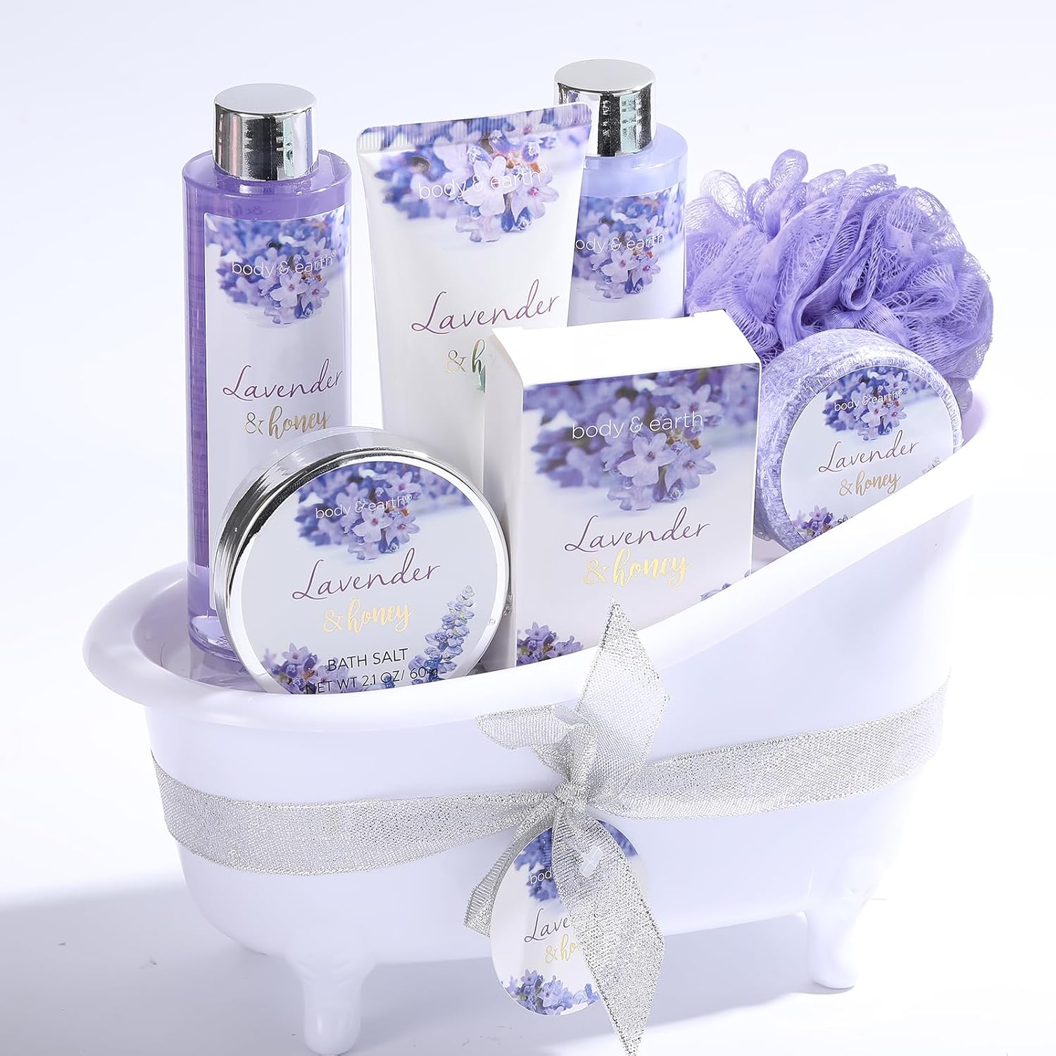 Bade-Geschenkset 8-teilig, Lavendel-Geschenkkorb, Wellness-Set für Frauen, Pflegeset mit Deko-Badewanne, Geburtstagsgeschenk, Geschenk für Frauen, Mama – Bild 7