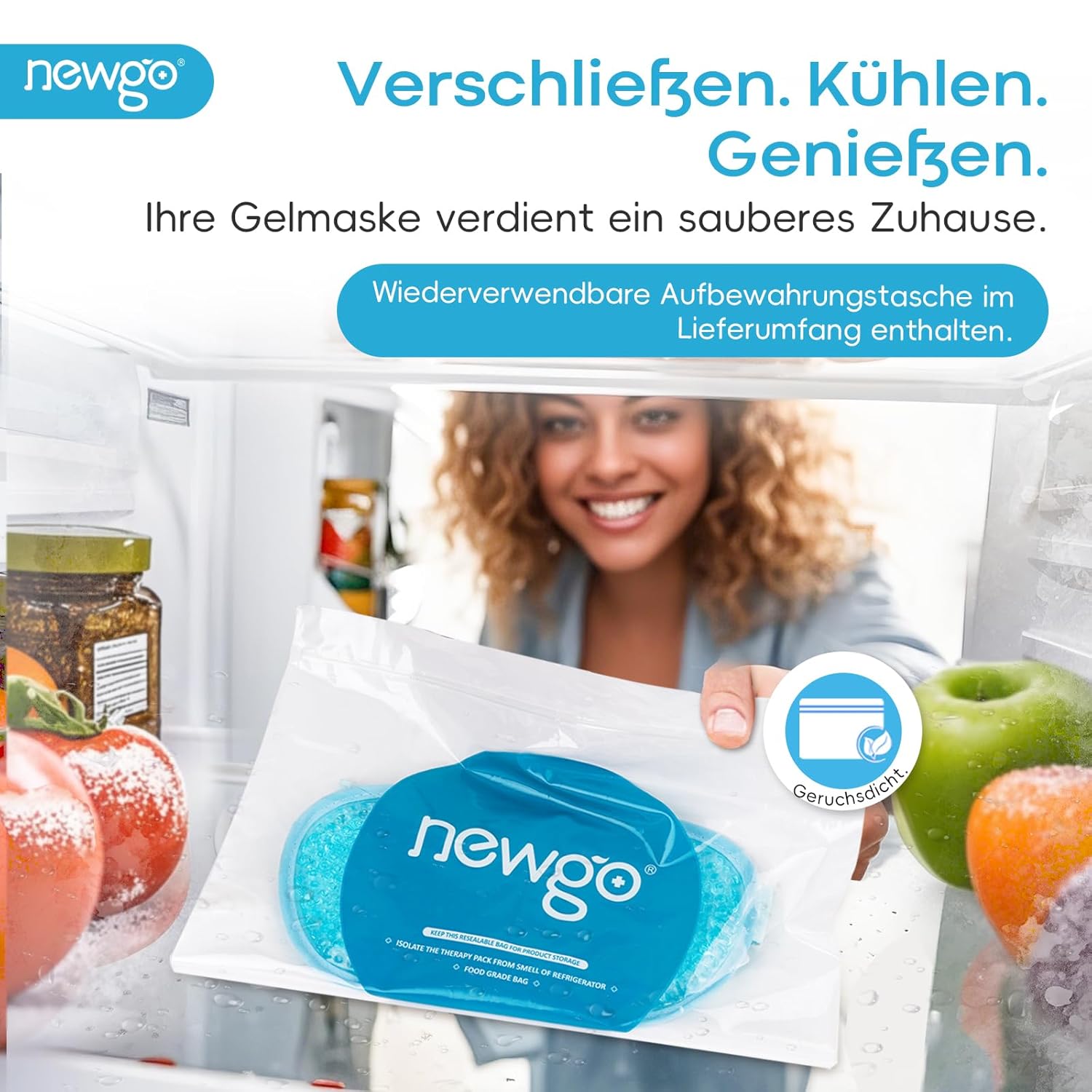 NEWGO Augenmaske, Kühlmaske, Gesichtskühlmaske gegen Migräne, Kopfschmerzen, geschwollene, müde Augen, Augenringe, Nebenhöhlenschmerzen, Eis-Augenmaske, blau – Bild 6