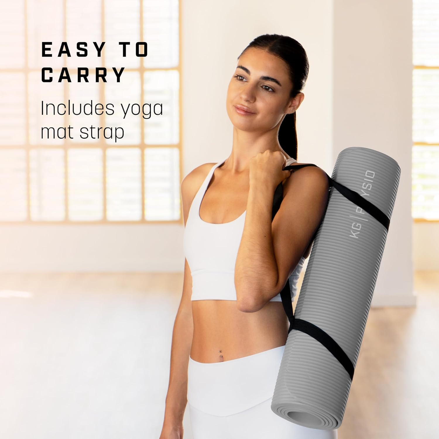 KG Physio rutschfeste Yogamatte mit Schultergurt – Gymnastikmatte für Yoga, Heimtraining, HiiT und Pilates – Fitnessmatte, Sportmatte, Yogamatte rutschfest, 183 cm x 60 cm x 8 mm – Bild 6