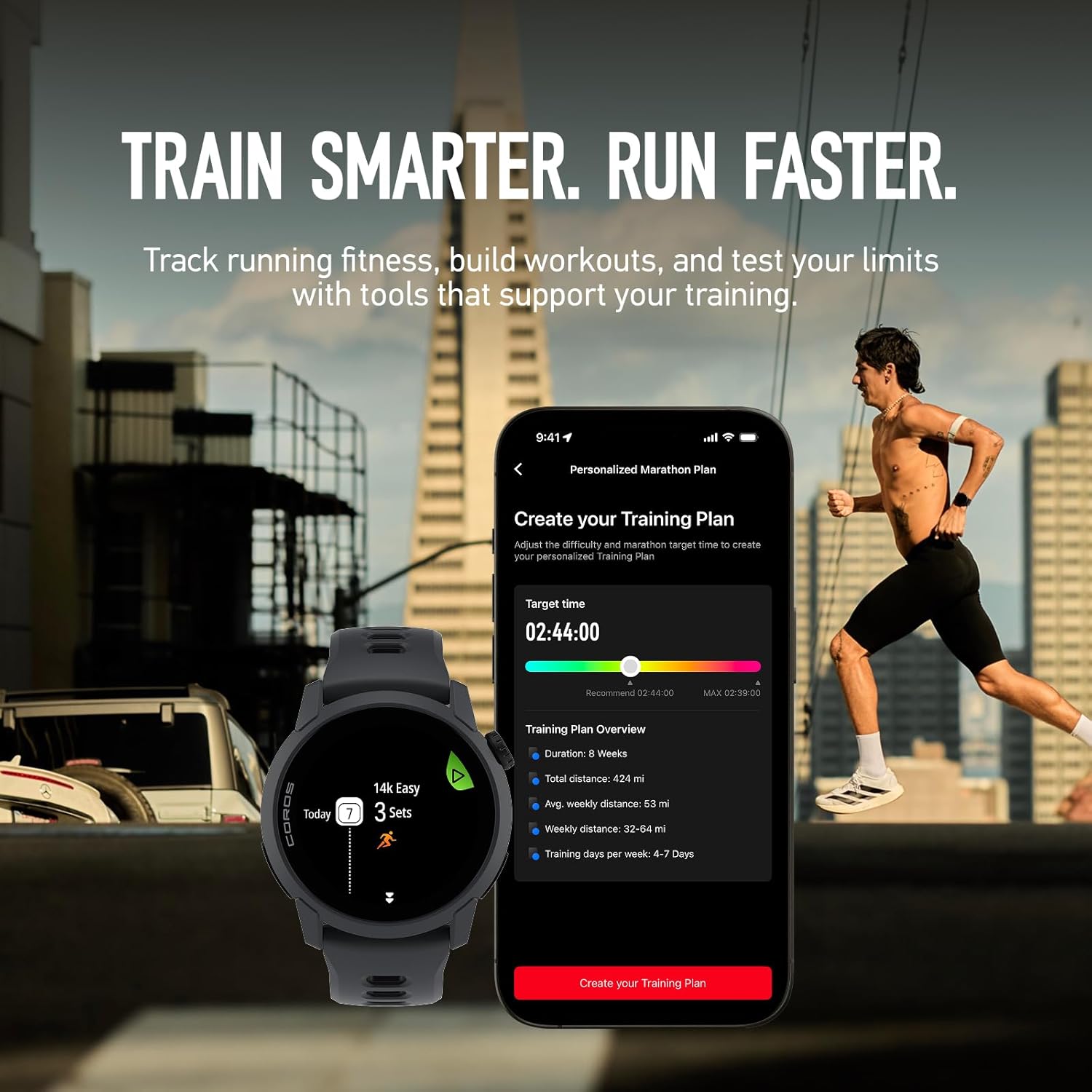 COROS Pace 4 Ultraleichte Sportuhr, 1,2 Zoll AMOLED-Touchscreen, 32 g Laufuhr, 19 Tage Nutzung, Sprachsteuerung, Trainingstools, präzises GPS, Trainingsplan, Laufen (schwarzes Silikon) – Bild 6