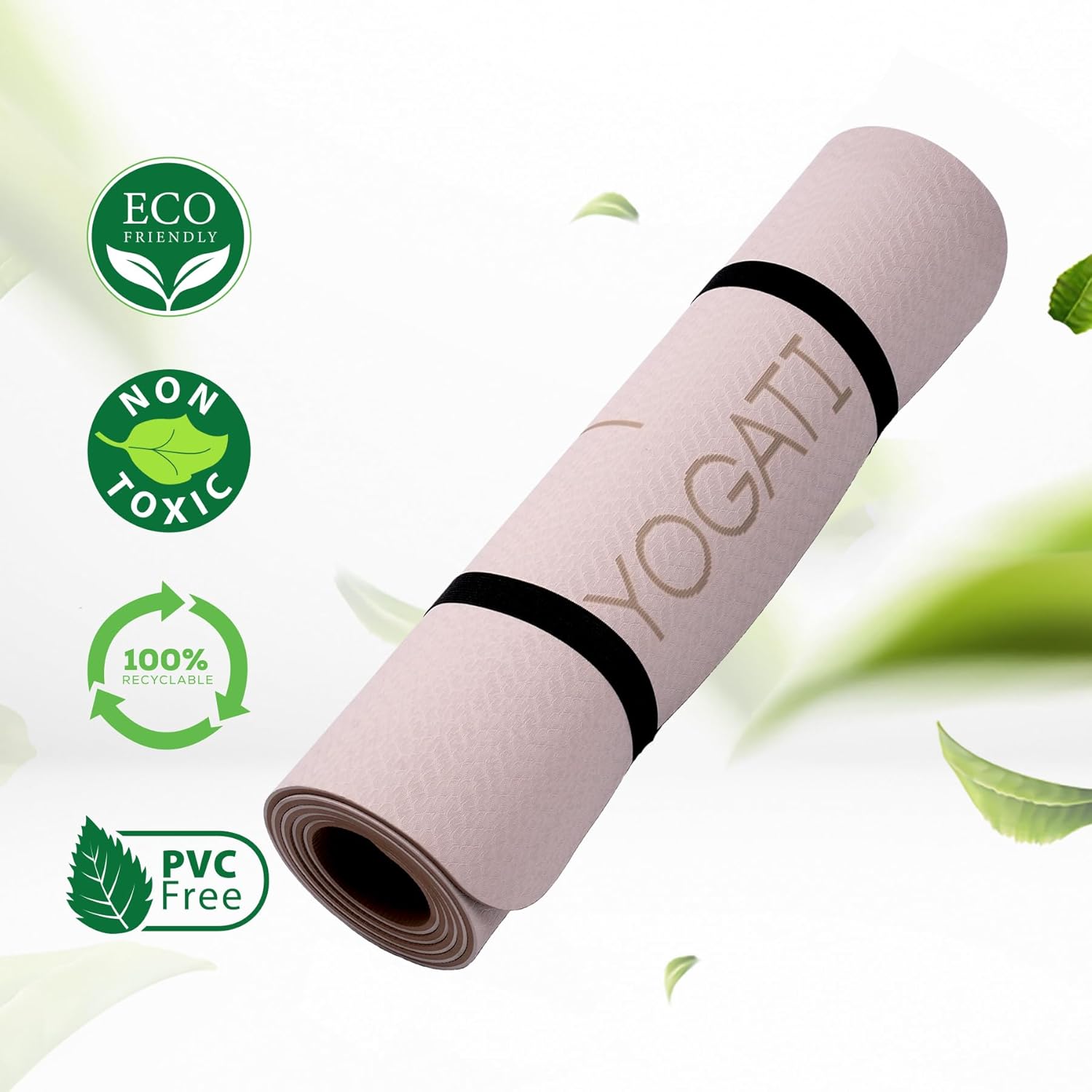 YOGATI Yogamatte, rutschfest, schadstofffrei, mit Tragegurt, Yogamatte mit Ausrichtungslinien, ideale Yogamatte zur Verwendung als Gymnastikmatte, Sportmatte, Fitnessmatte, Yogamatte – Bild 5