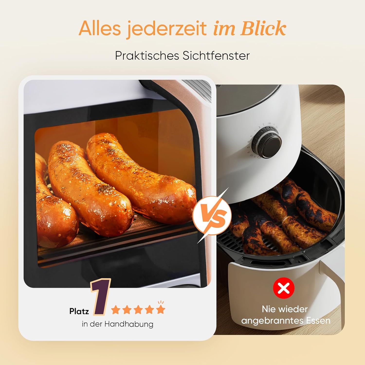 COSORI Heißluftfritteuse 2 Kammern, Testsieger der Stiftung Warentest, 8,5 L 6-in-1 Airfryer mit Sichtfenster, Schwarz/Weiß – Bild 4