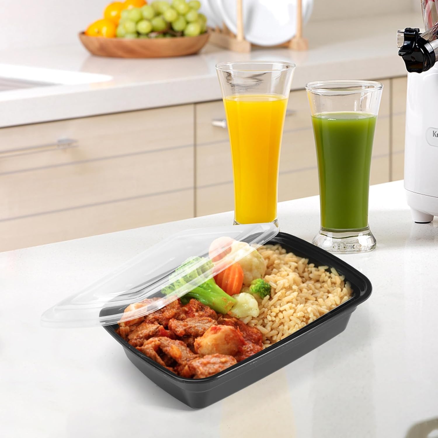 50 Stück (32 oz) Meal-Prep-Behälter, Lunch-Bento-Boxen mit Deckel, tragbare Lunch-Lebensmittel-Aufbewahrungsbehälter, Küche, Lebensmittel zum Mitnehmen, Camping, Picknick-Box, Mikrowelle – Bild 7
